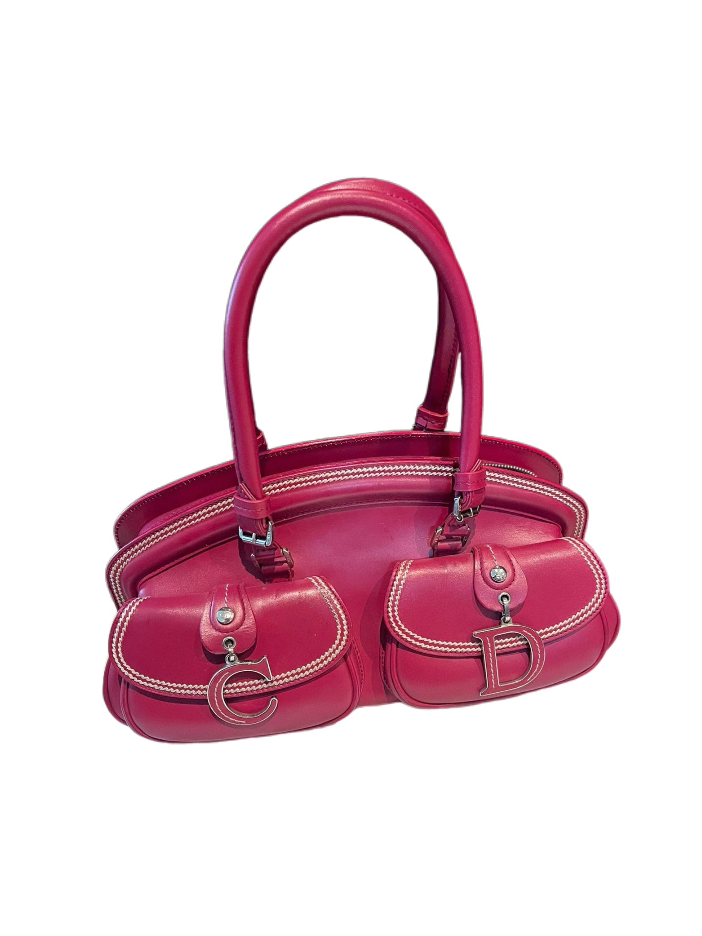 Christian Dior by John Galliano 2005 CD Pocket Detective Bag – Rare Red Leather Double Saddle Archive Piece