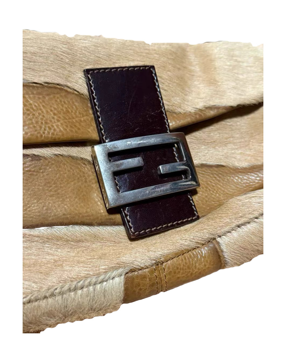 Fendi 1999 Vintage Pony Hair Baguette Shoulder Bag