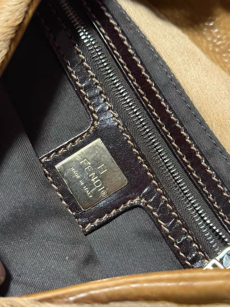 Fendi 1999 Vintage Pony Hair Baguette Shoulder Bag