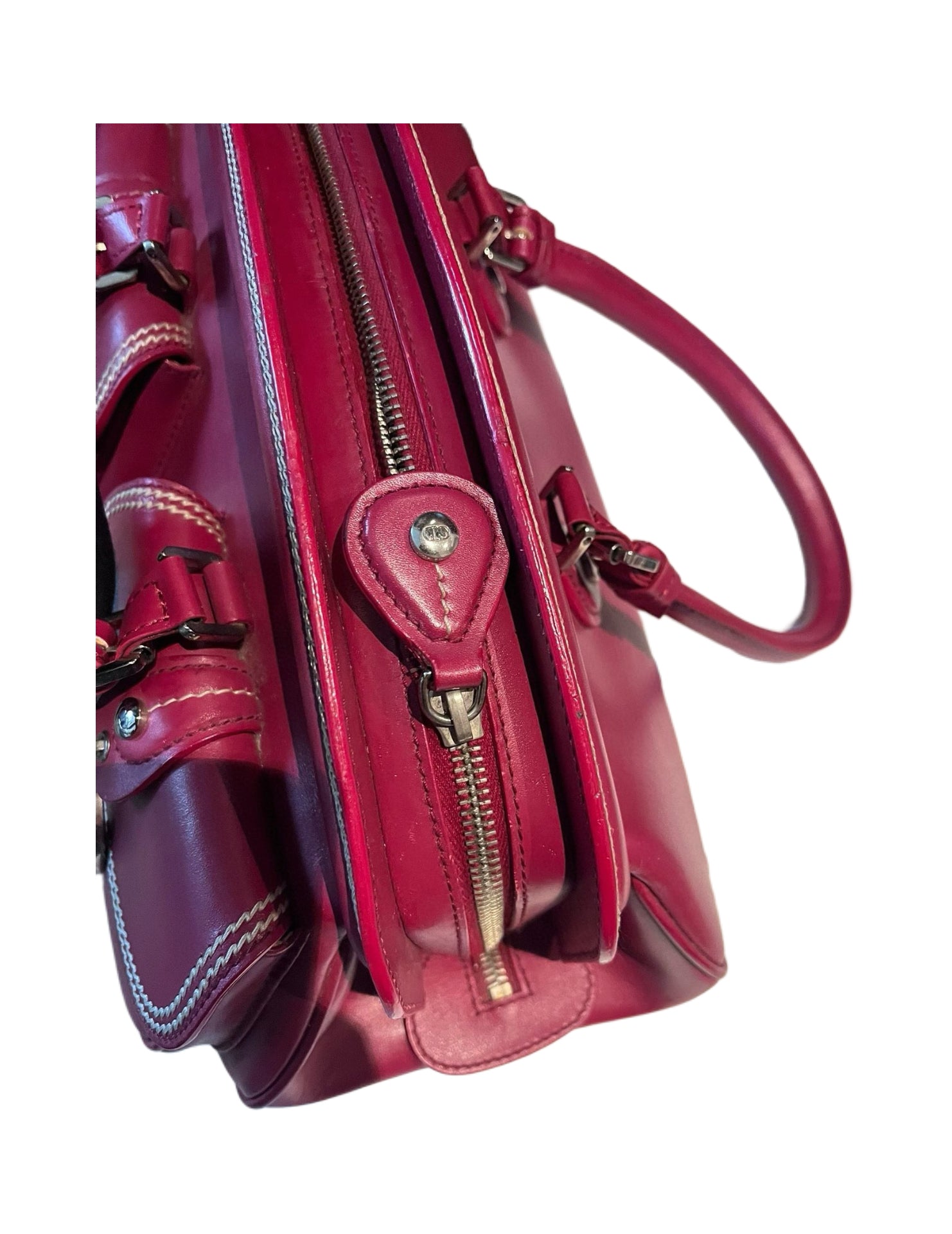 Christian Dior by John Galliano 2005 CD Pocket Detective Bag – Rare Red Leather Double Saddle Archive Piece