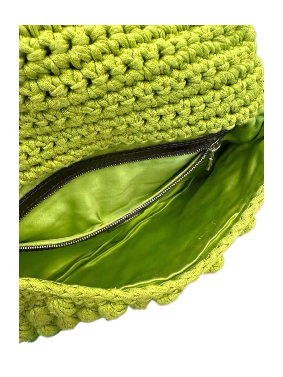 Fendi Vintage Floral Crochet Baguette Shoulder Bag