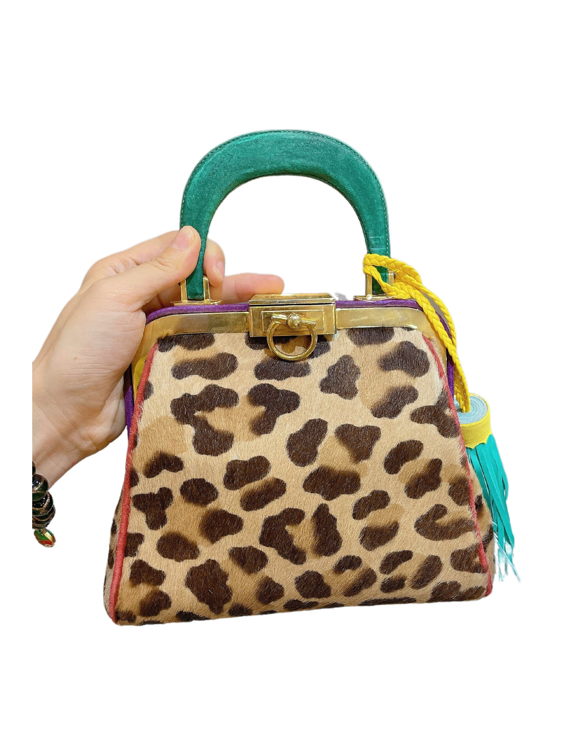 Christian Dior by John Galliano Leopard Pony Hair Doctor Bag Vintage Mini Top Handle Rare Archive Piece