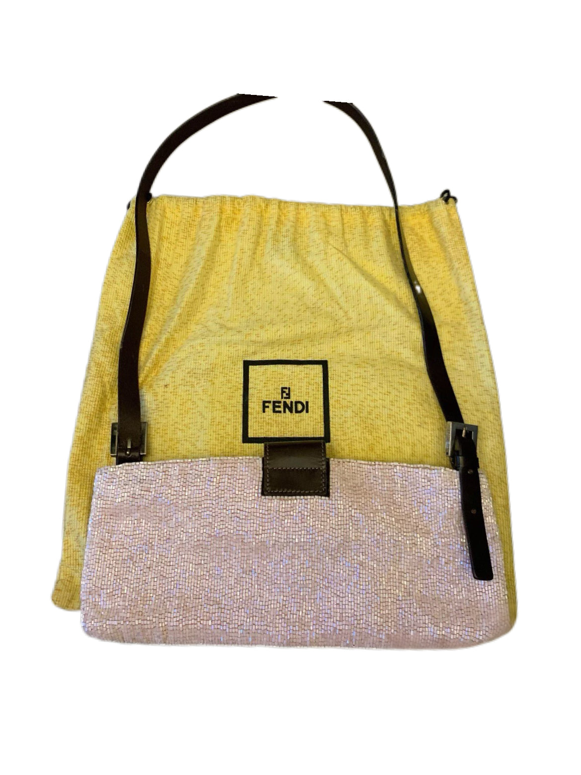 Fendi Vintage Pink Beaded Baguette Bag Sequin Embellished Rare Carrie Bradshaw SATC Style Shoulder Bag