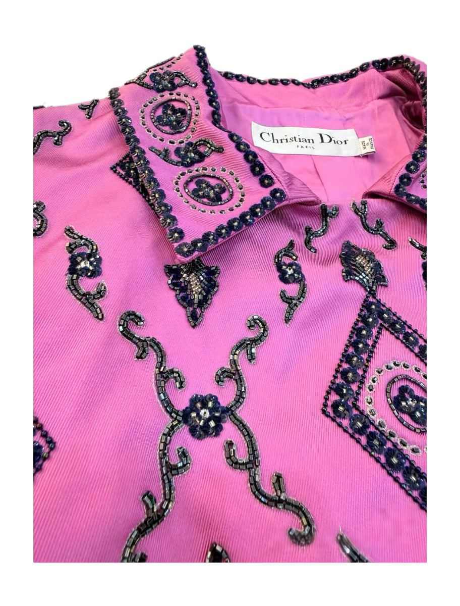Christian Dior by John Galliano 2008 Cruise Runway Hand-Beaded Embroidered Silk Jacket