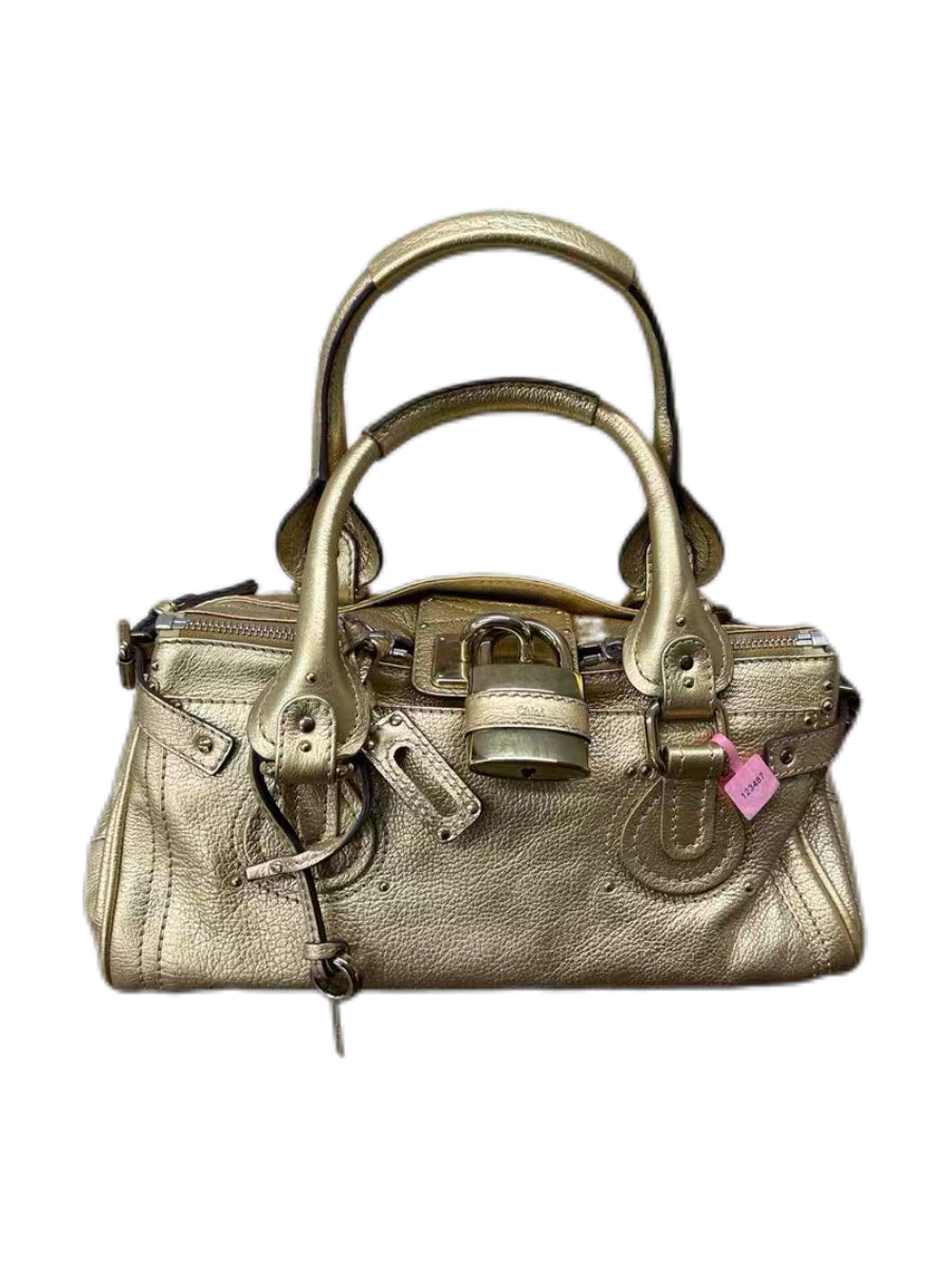 Chloé Paddington Gold Leather Bag Vintage Lock Padlock Shoulder Bag Rare Metallic Y2K Archive Piece