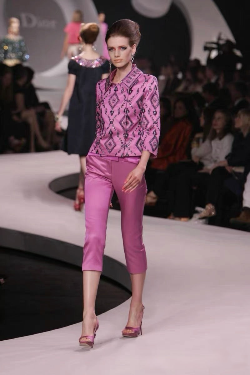 Christian Dior by John Galliano 2008 Cruise Runway Hand-Beaded Embroidered Silk Jacket