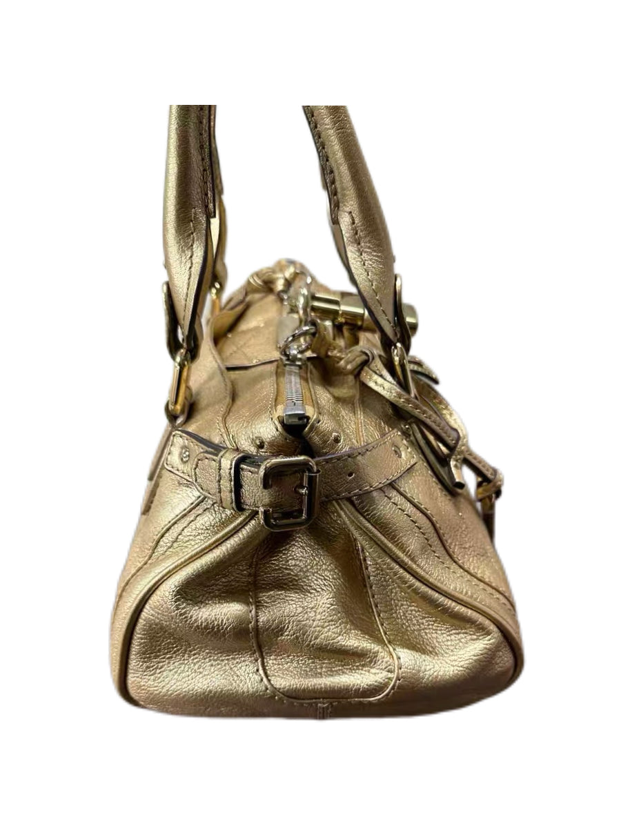 Chloé Paddington Gold Leather Bag Vintage Lock Padlock Shoulder Bag Rare Metallic Y2K Archive Piece