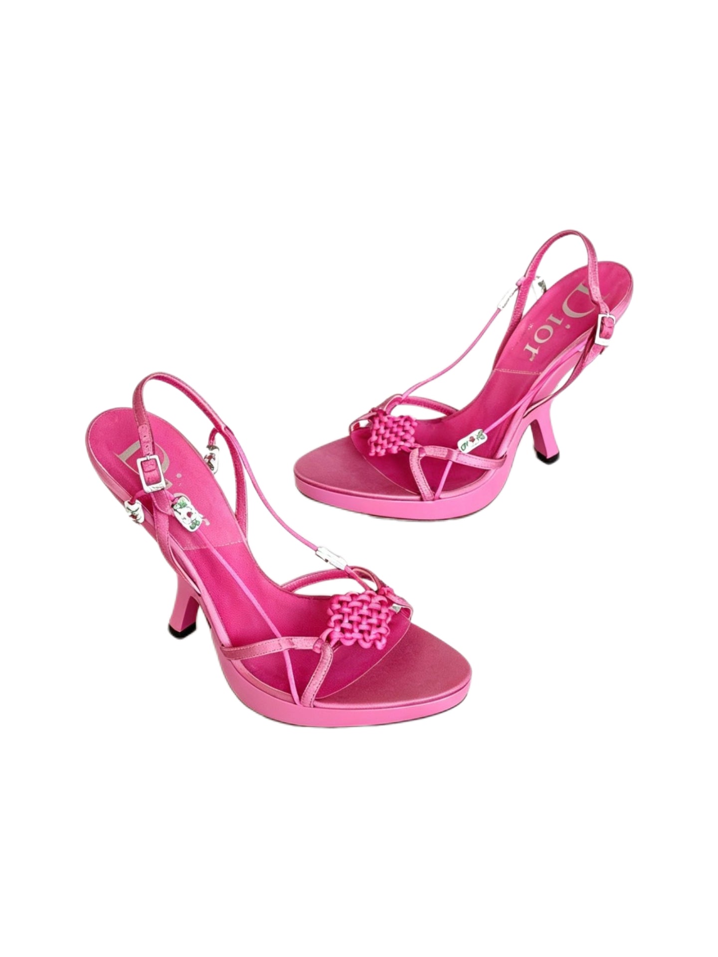 Christian Dior by John Galliano Fuchsia Silk Chinese Knot Platform Sandals