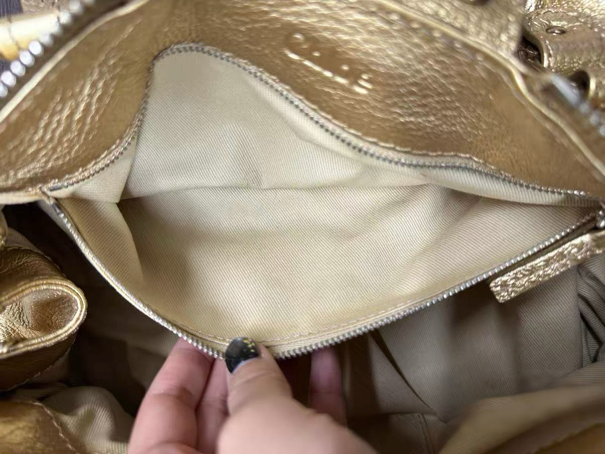 Chloé Paddington Gold Leather Bag Vintage Lock Padlock Shoulder Bag Rare Metallic Y2K Archive Piece
