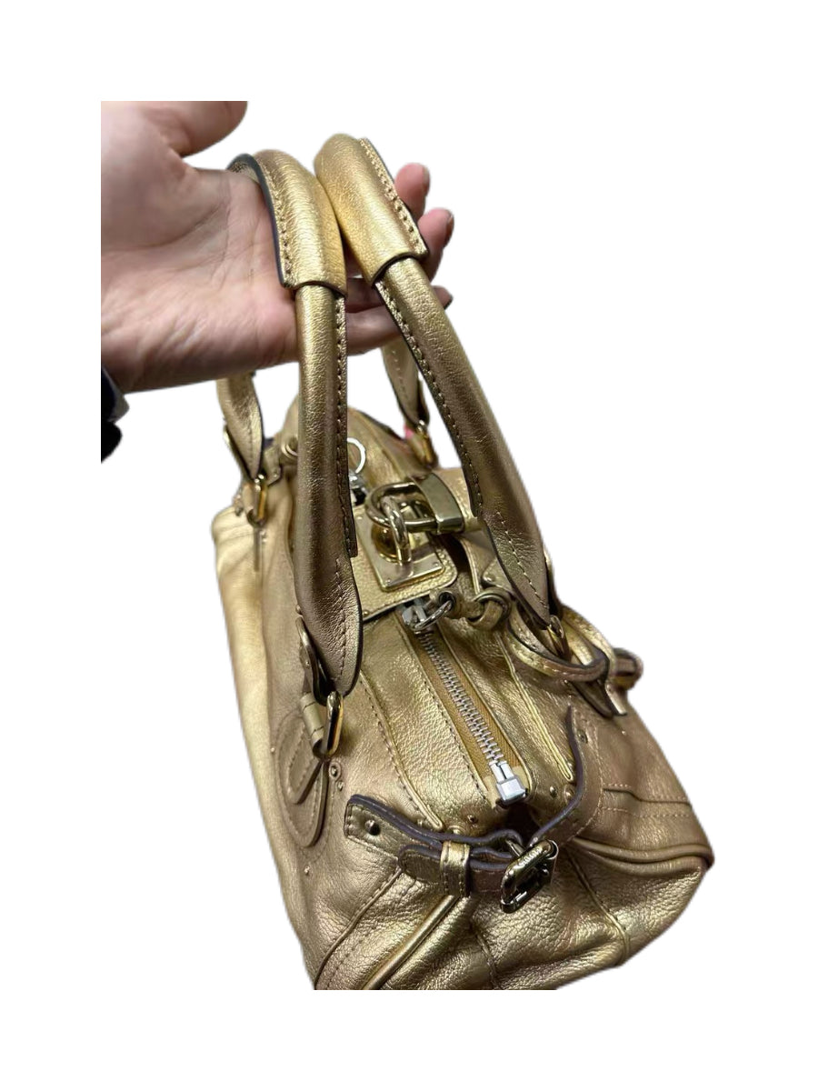 Chloé Paddington Gold Leather Bag Vintage Lock Padlock Shoulder Bag Rare Metallic Y2K Archive Piece