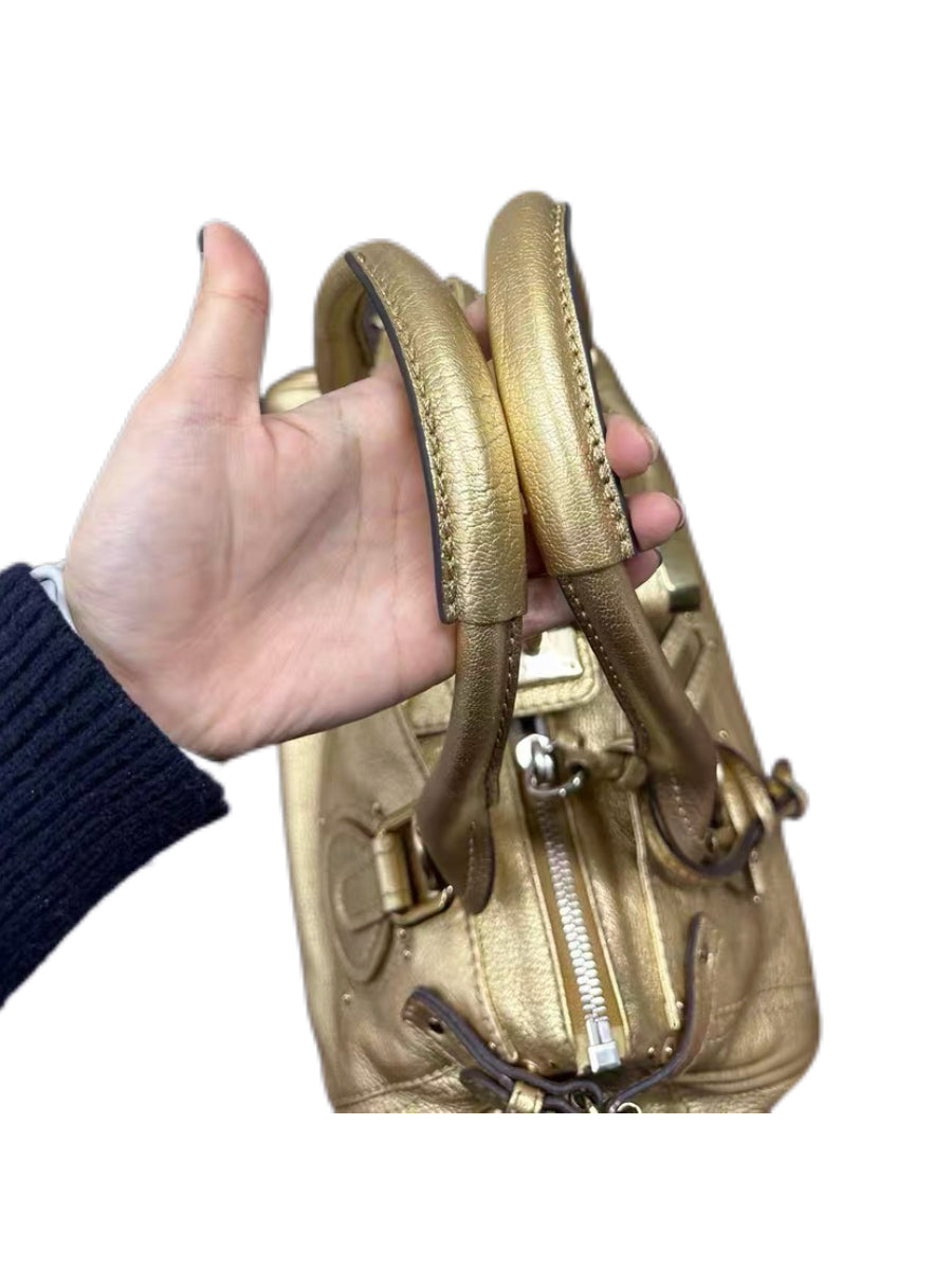 Chloé Paddington Gold Leather Bag Vintage Lock Padlock Shoulder Bag Rare Metallic Y2K Archive Piece