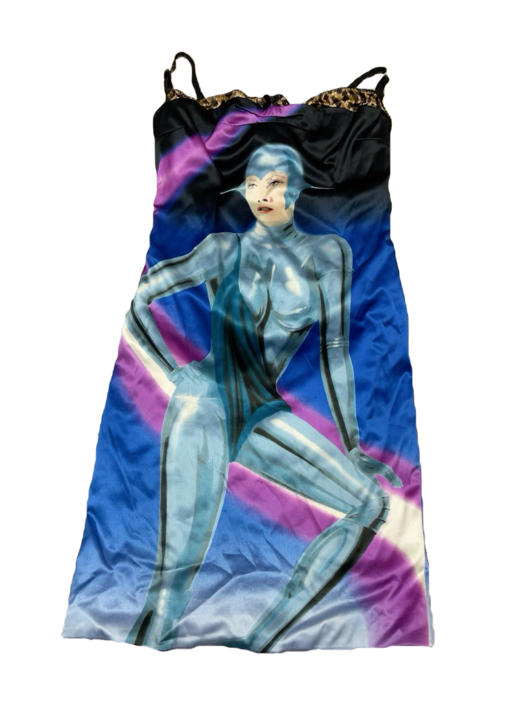 Dolce & Gabbana D&G Spring 2001 Runway Robot Print Slip Dress