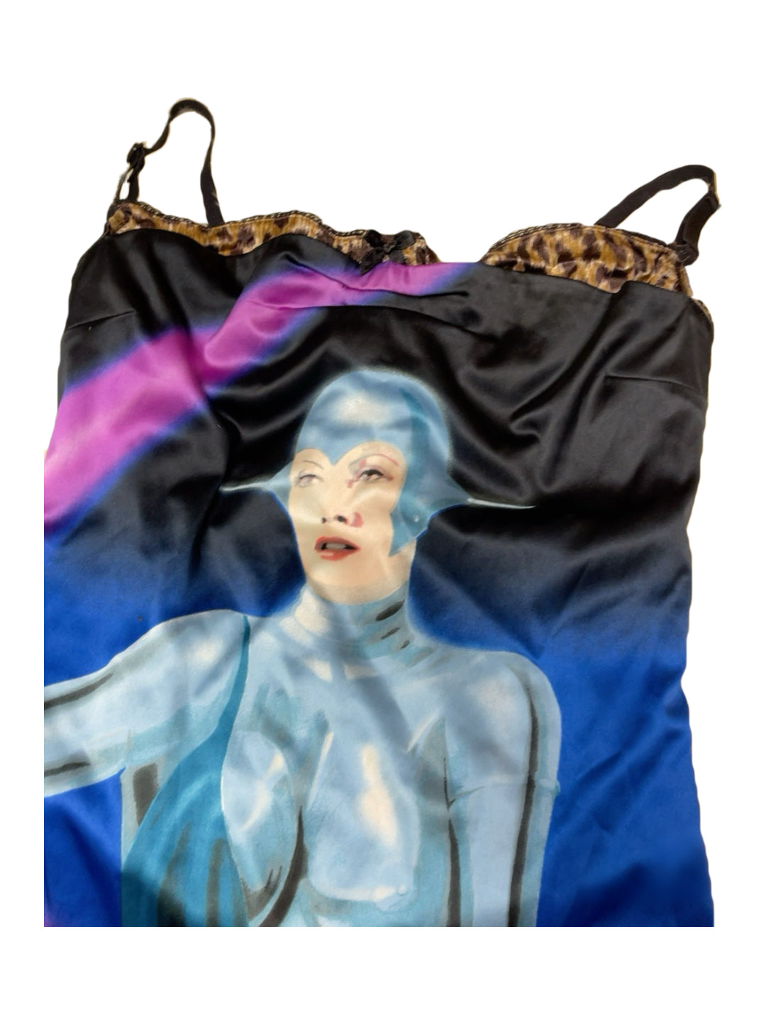 Dolce & Gabbana D&G Spring 2001 Runway Robot Print Slip Dress