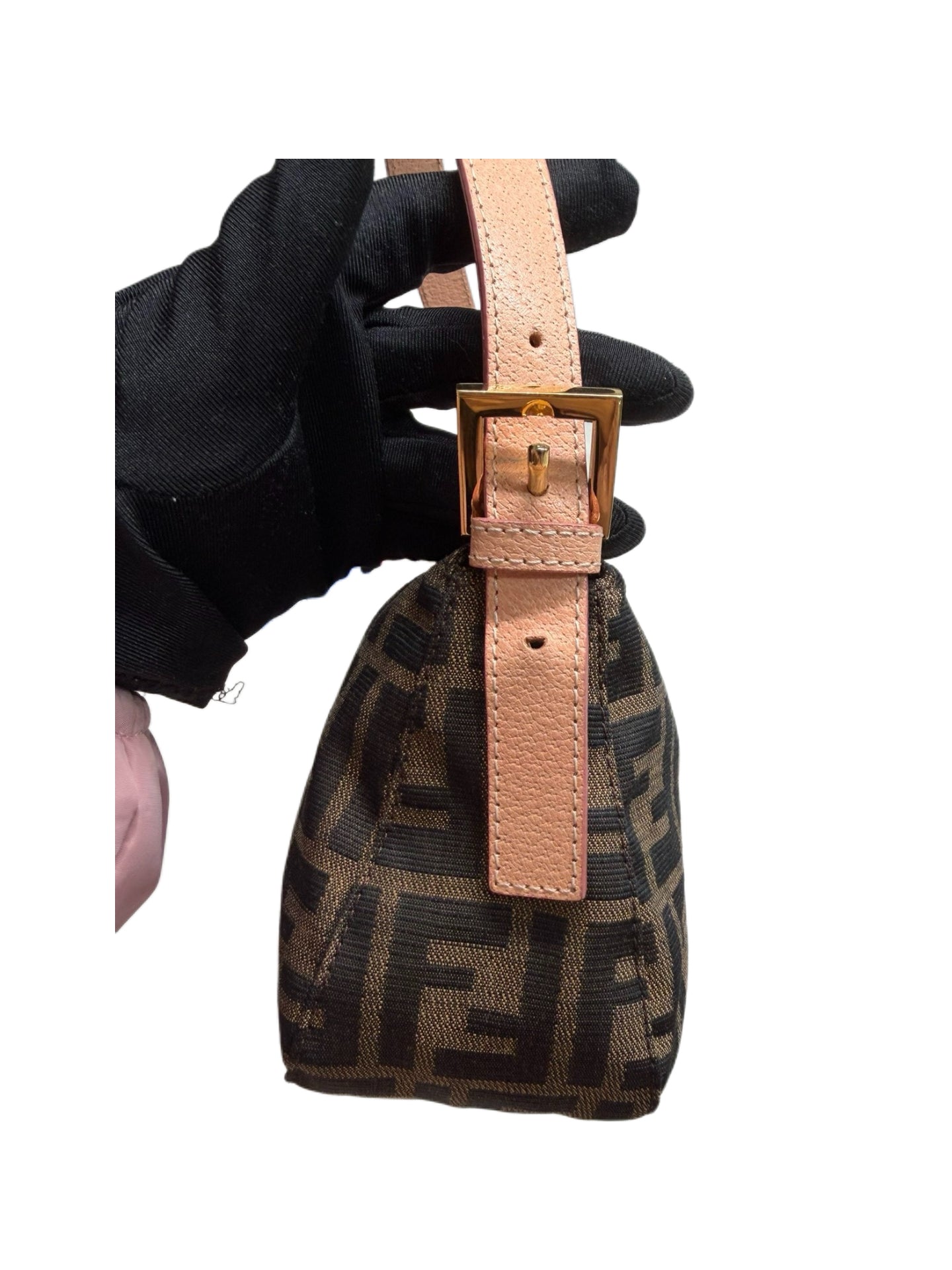 Fendi Vintage Zucca Baguette Bag 3D Floral Metal Clasp Rare Embellished FF Logo Shoulder Bag Y2K Archive Piece