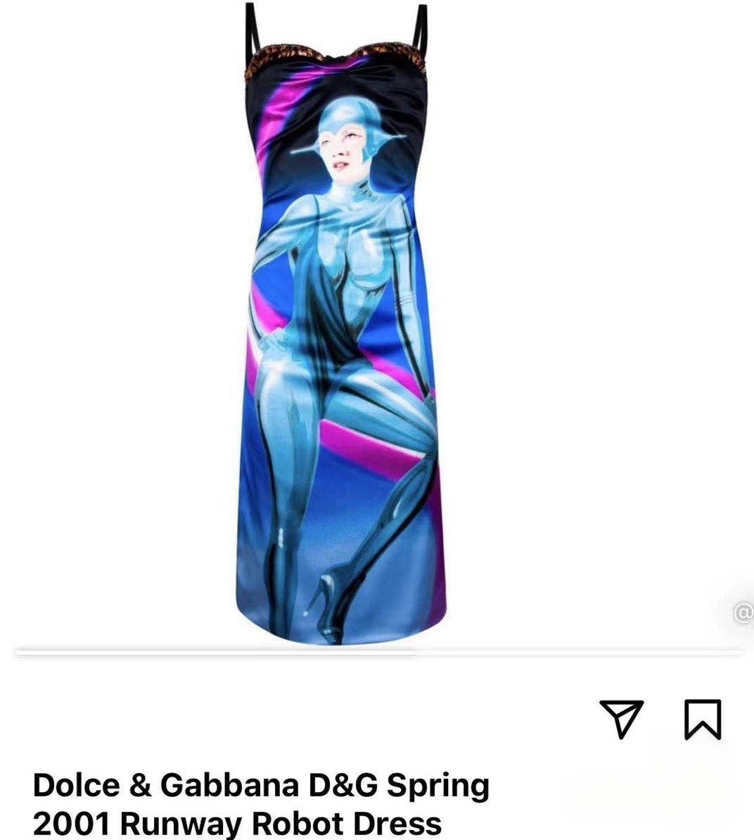 Dolce & Gabbana D&G Spring 2001 Runway Robot Print Slip Dress