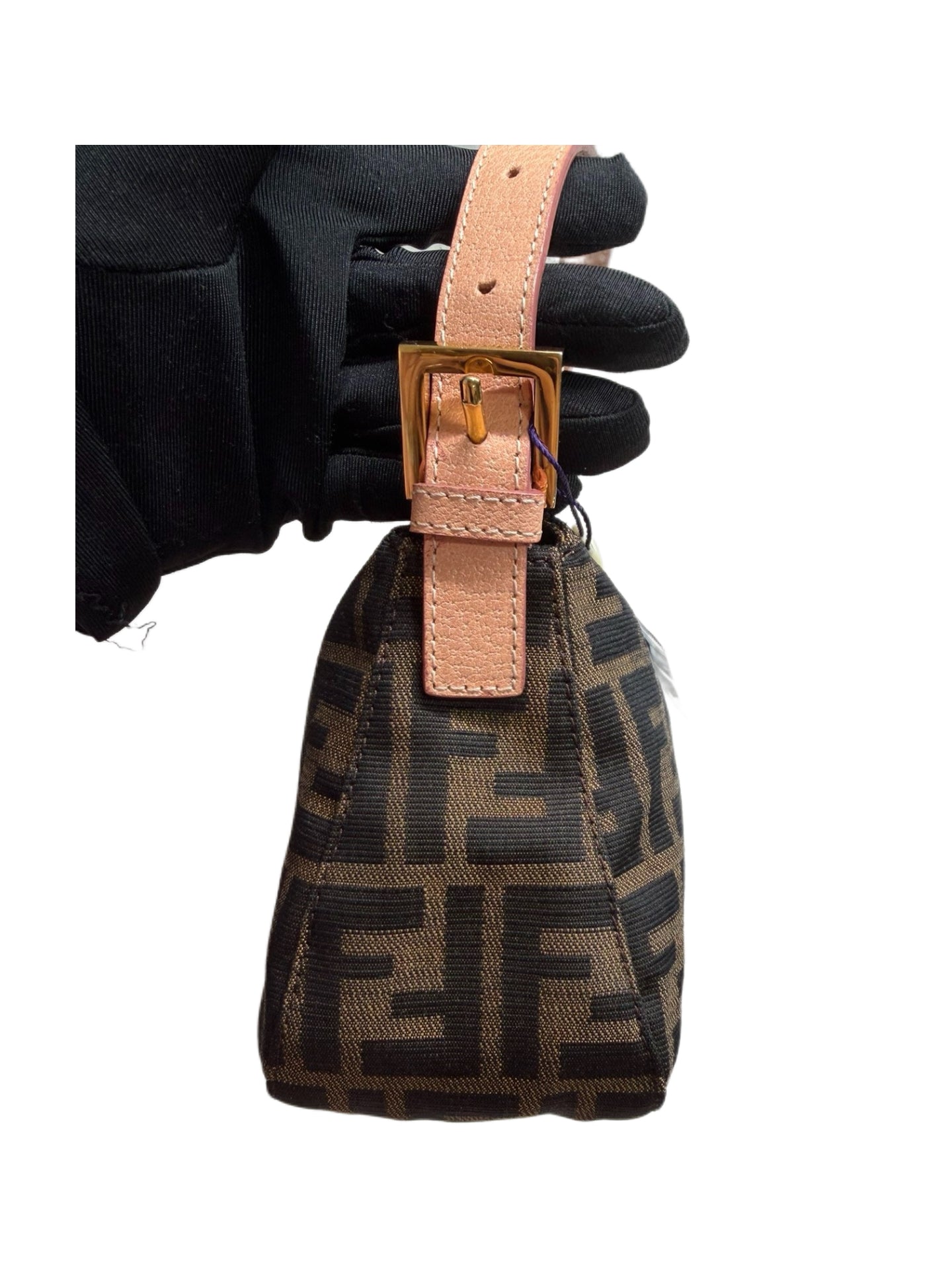 Fendi Vintage Zucca Baguette Bag 3D Floral Metal Clasp Rare Embellished FF Logo Shoulder Bag Y2K Archive Piece