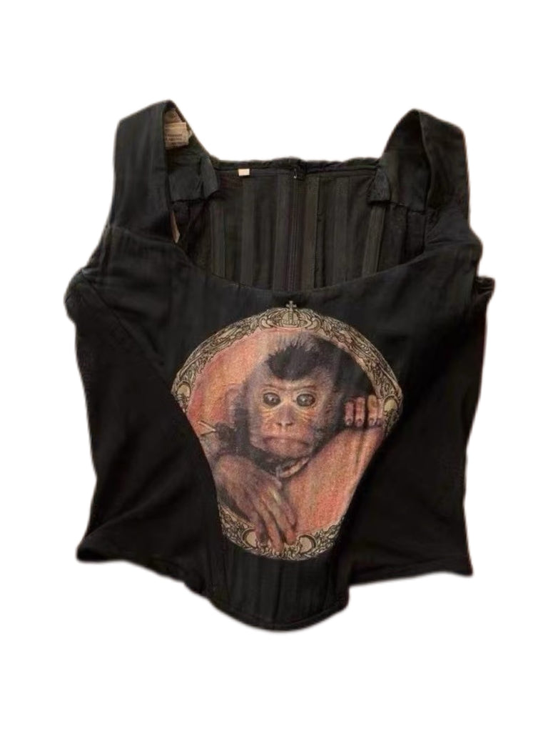 Vivienne Westwood 1992 Monkey Print Silk Corset