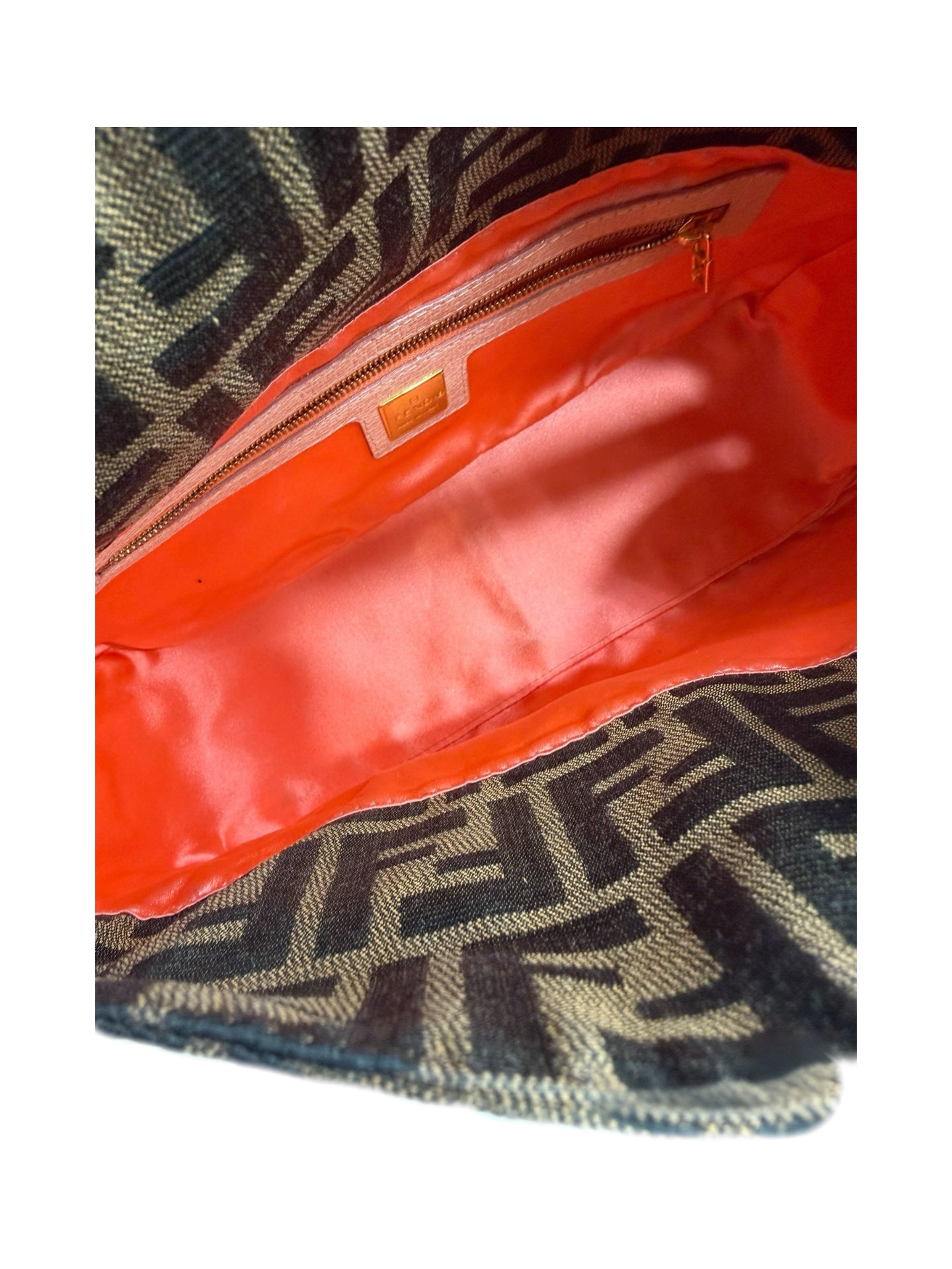 Fendi Vintage Zucca Baguette Bag 3D Floral Metal Clasp Rare Embellished FF Logo Shoulder Bag Y2K Archive Piece