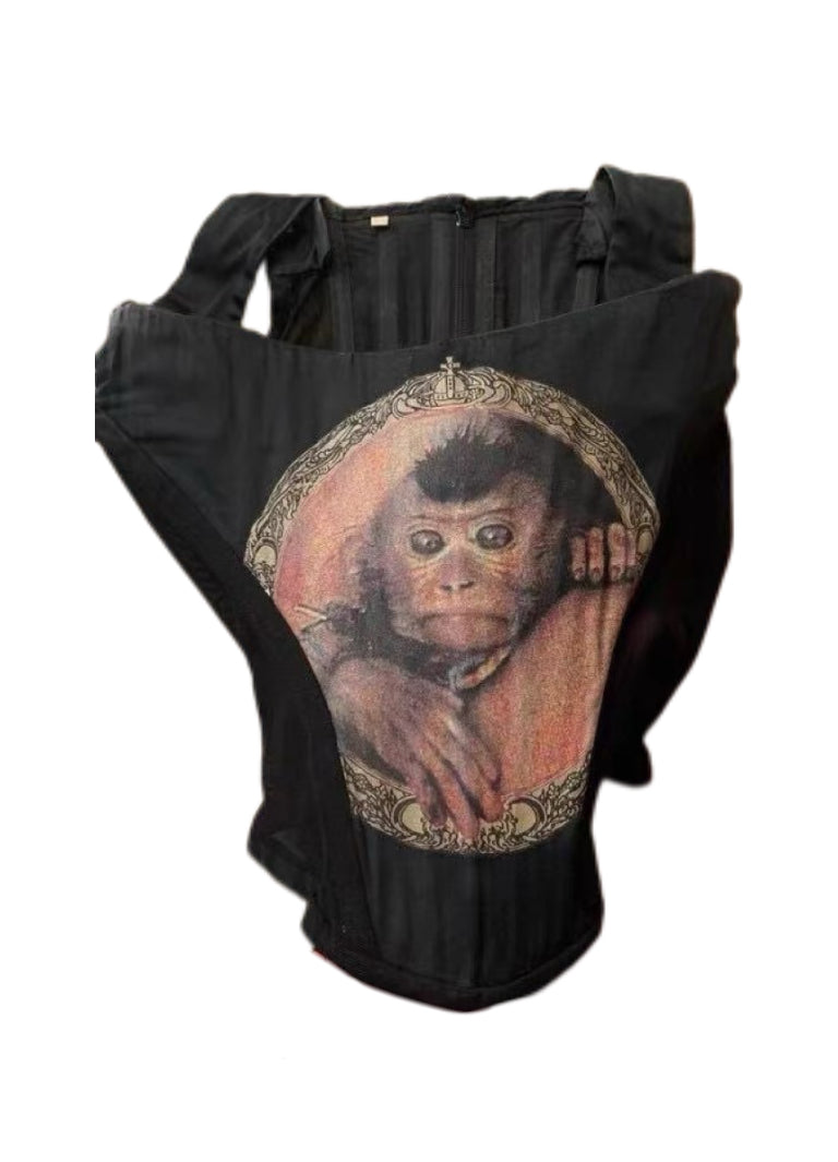 Vivienne Westwood 1992 Monkey Print Silk Corset