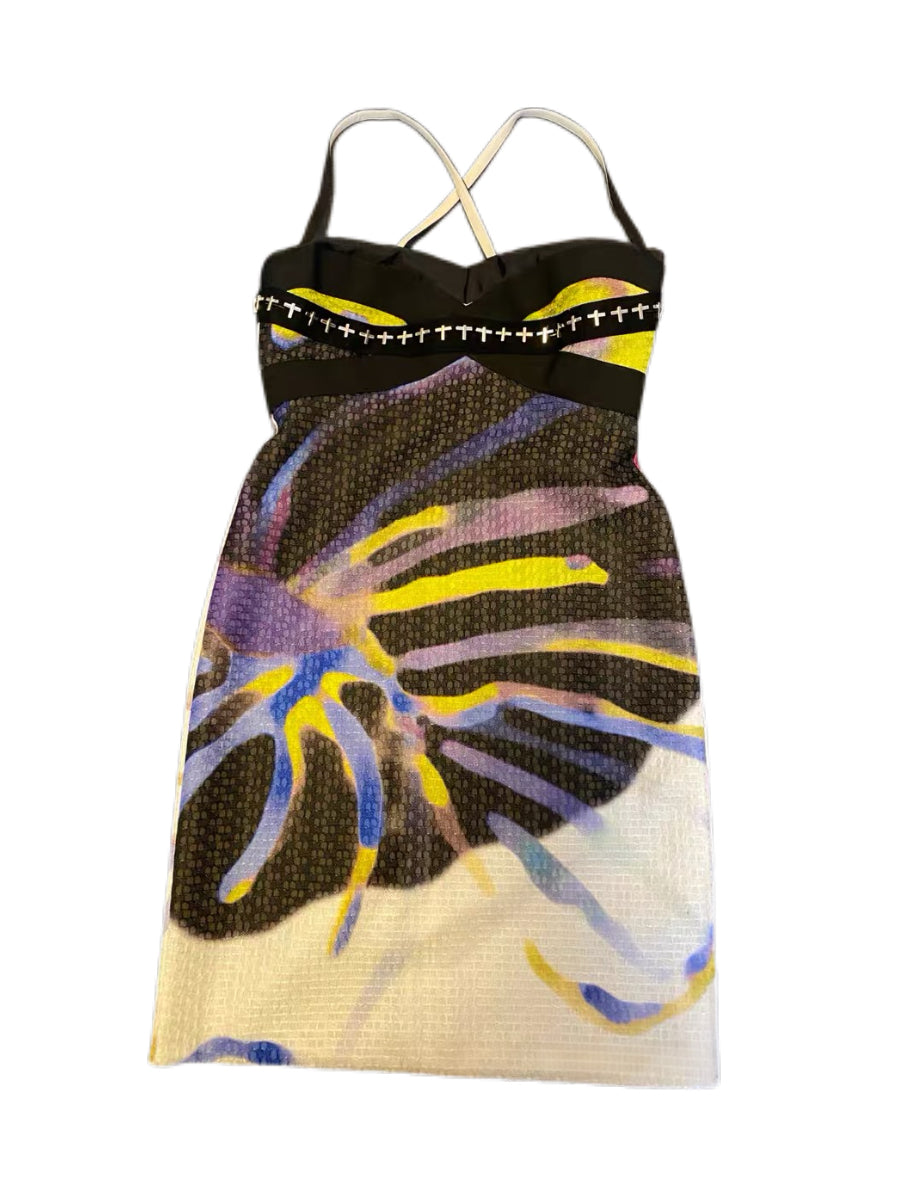 Versace Mainline Abstract Print Bustier Dress