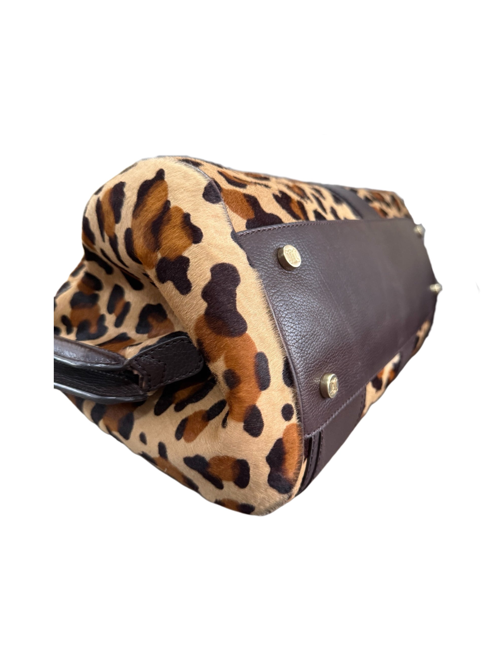 Celine Vintage Leopard Pony Hair Doctor Bag – Rare Large Boston Style Leather Handbag