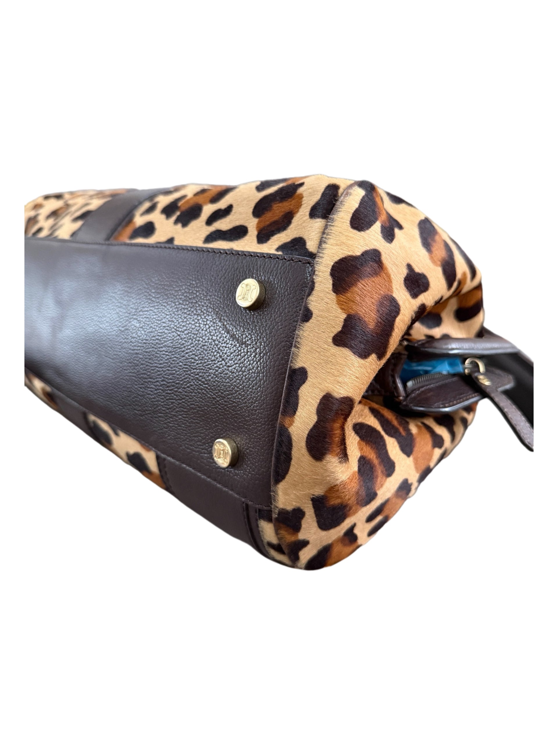 Celine Vintage Leopard Pony Hair Doctor Bag – Rare Large Boston Style Leather Handbag
