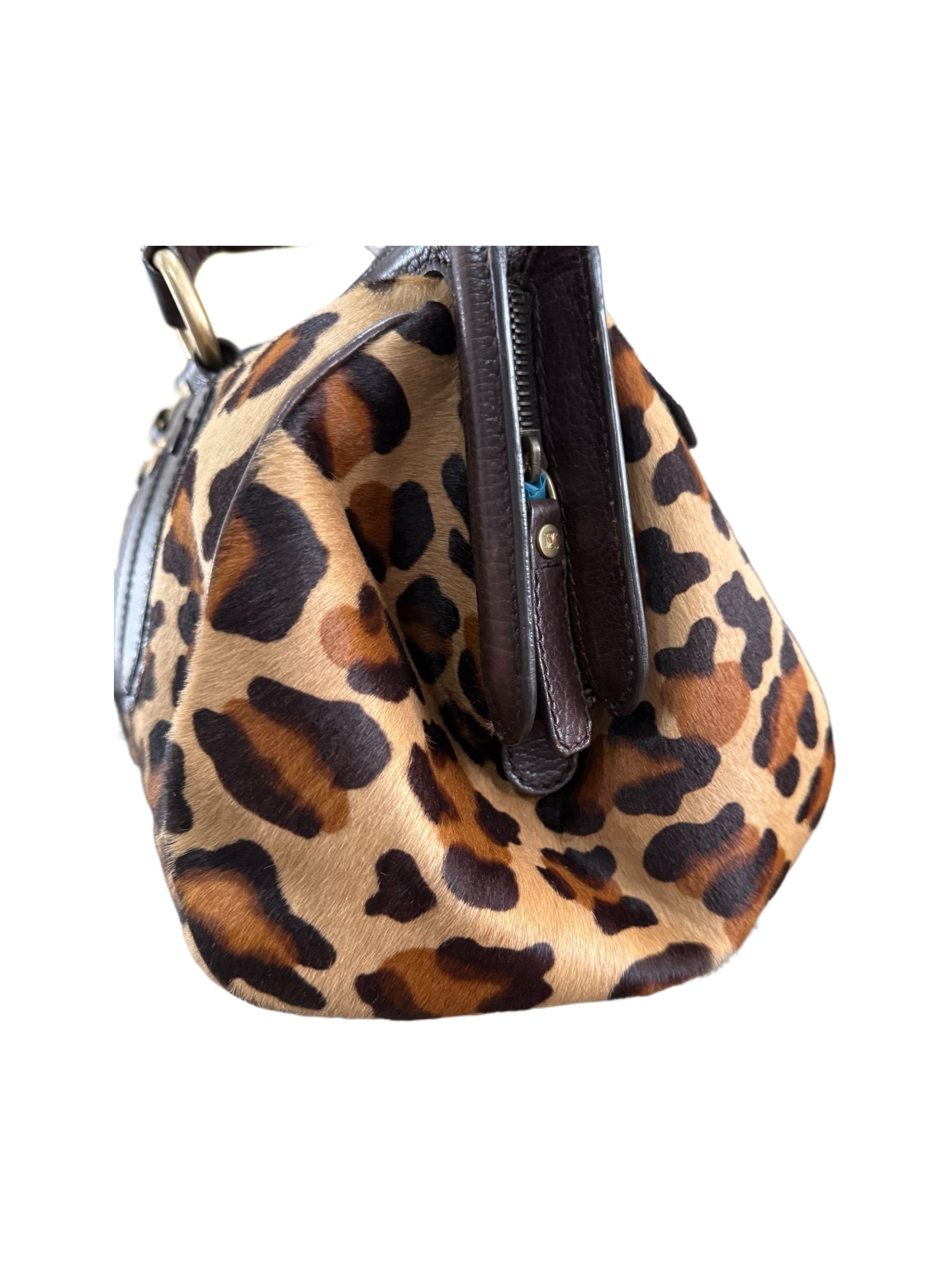 Celine Vintage Leopard Pony Hair Doctor Bag – Rare Large Boston Style Leather Handbag