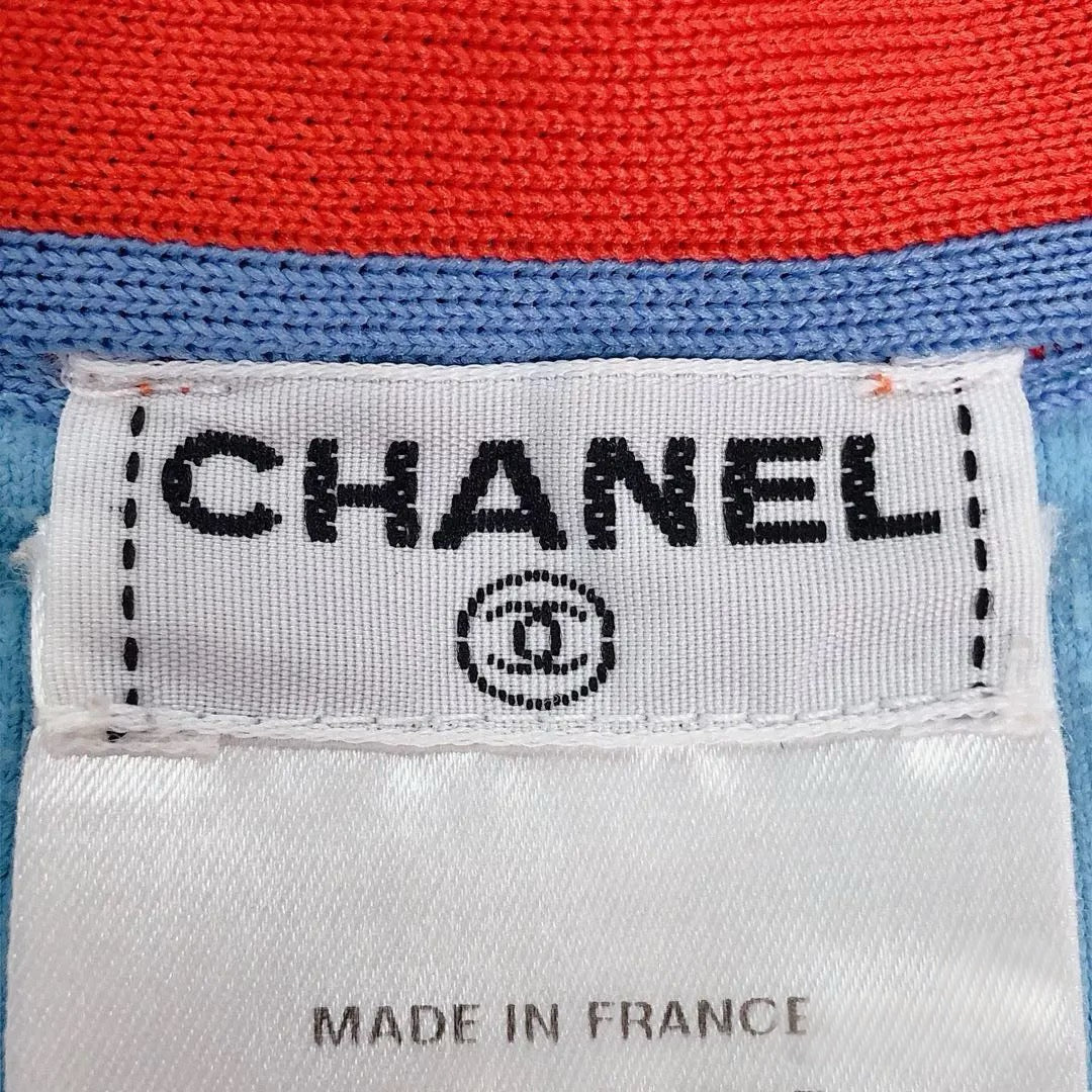 Chanel 2002 CC Logo Embossed Terry Tank Top – Y2K Sport Contrast Knit Sleeveless Vest