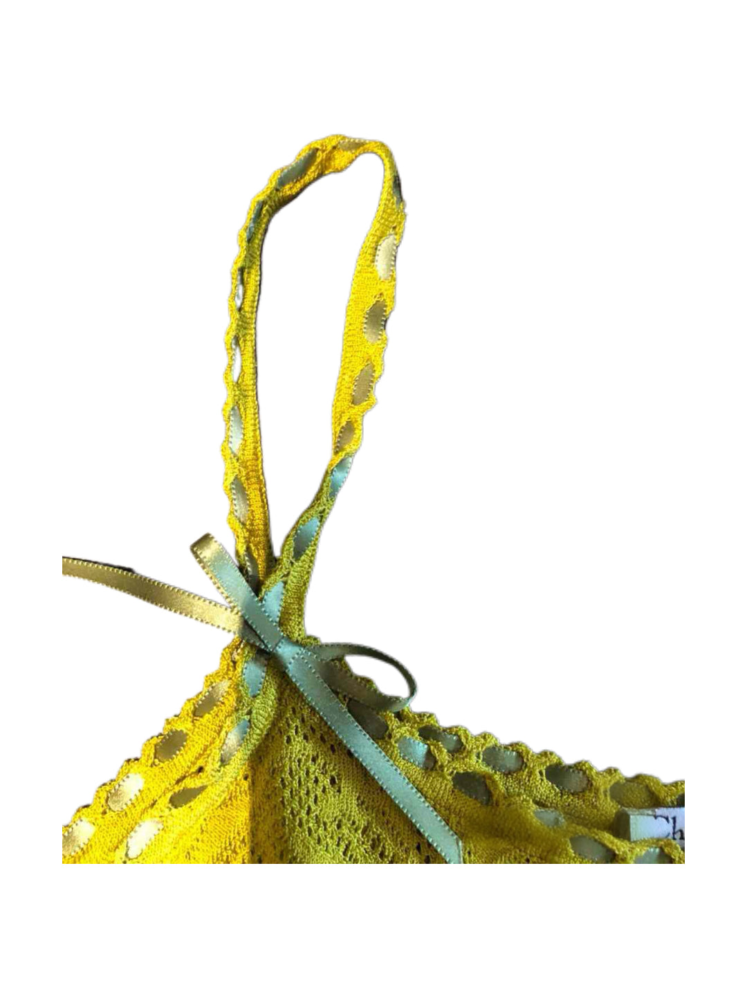 Christian Dior by John Galliano Lace Knit Ribbon Strap Camisole – Runway Piece Yellow Openwork Tank Top