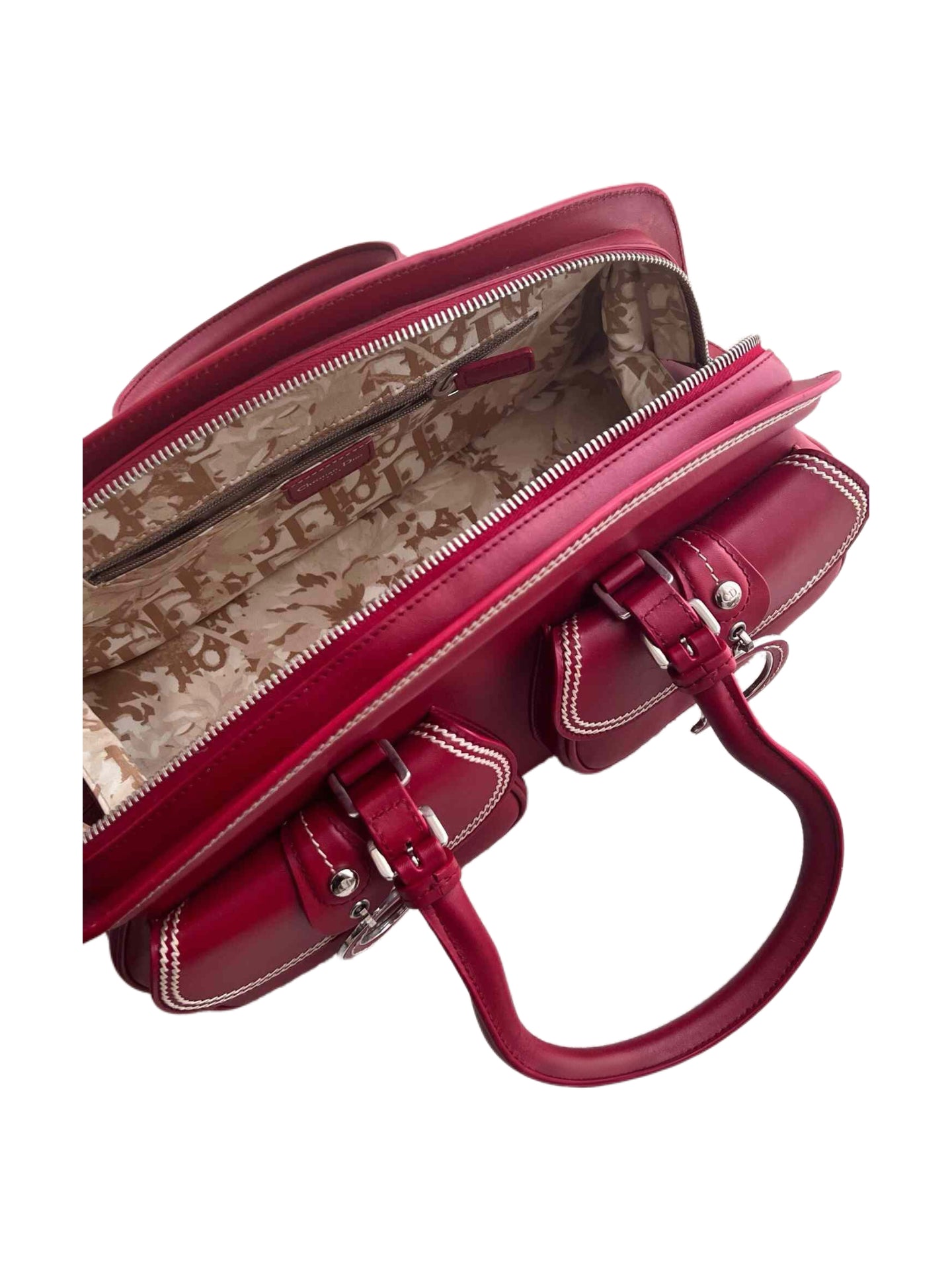 Christian Dior by John Galliano 2005 CD Pocket Detective Bag – Rare Red Leather Double Saddle Archive Piece