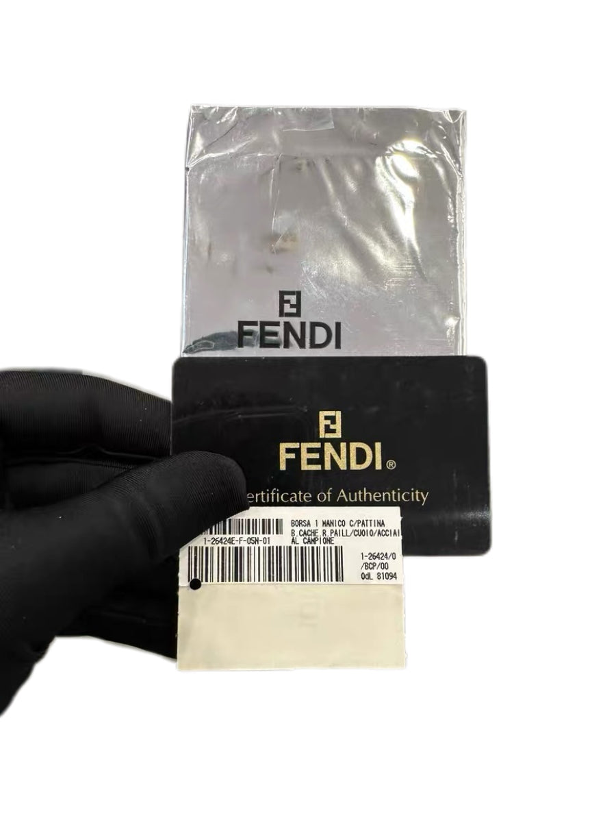 Fendi Vintage Beaded Sequin Baguette Bag Black Fringe Embellished Rare Evening Shoulder Bag