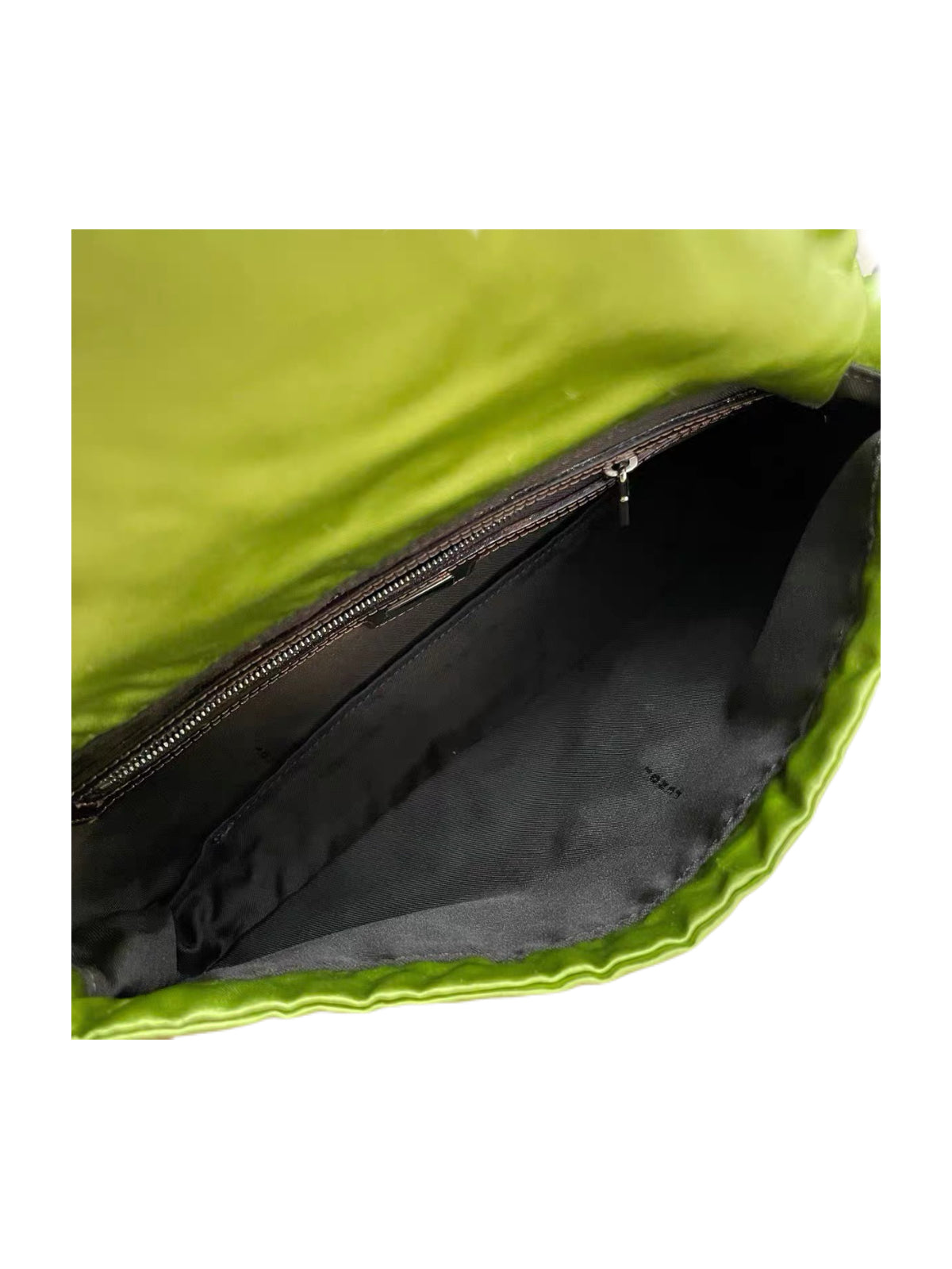 Fendi Vintage Hand-Beaded Silk Baguette Bag Rare Collector Edition Green Satin Embellished Shoulder Bag