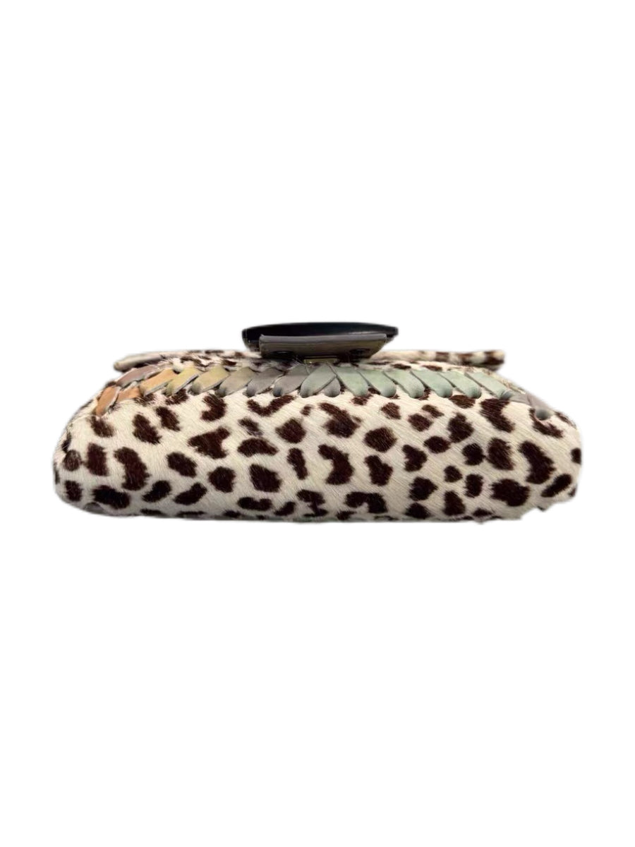 Fendi Vintage Re-Edition Baguette Leopard Pony Hair Bag Marble FF Logo Limited Edition Mini Bag