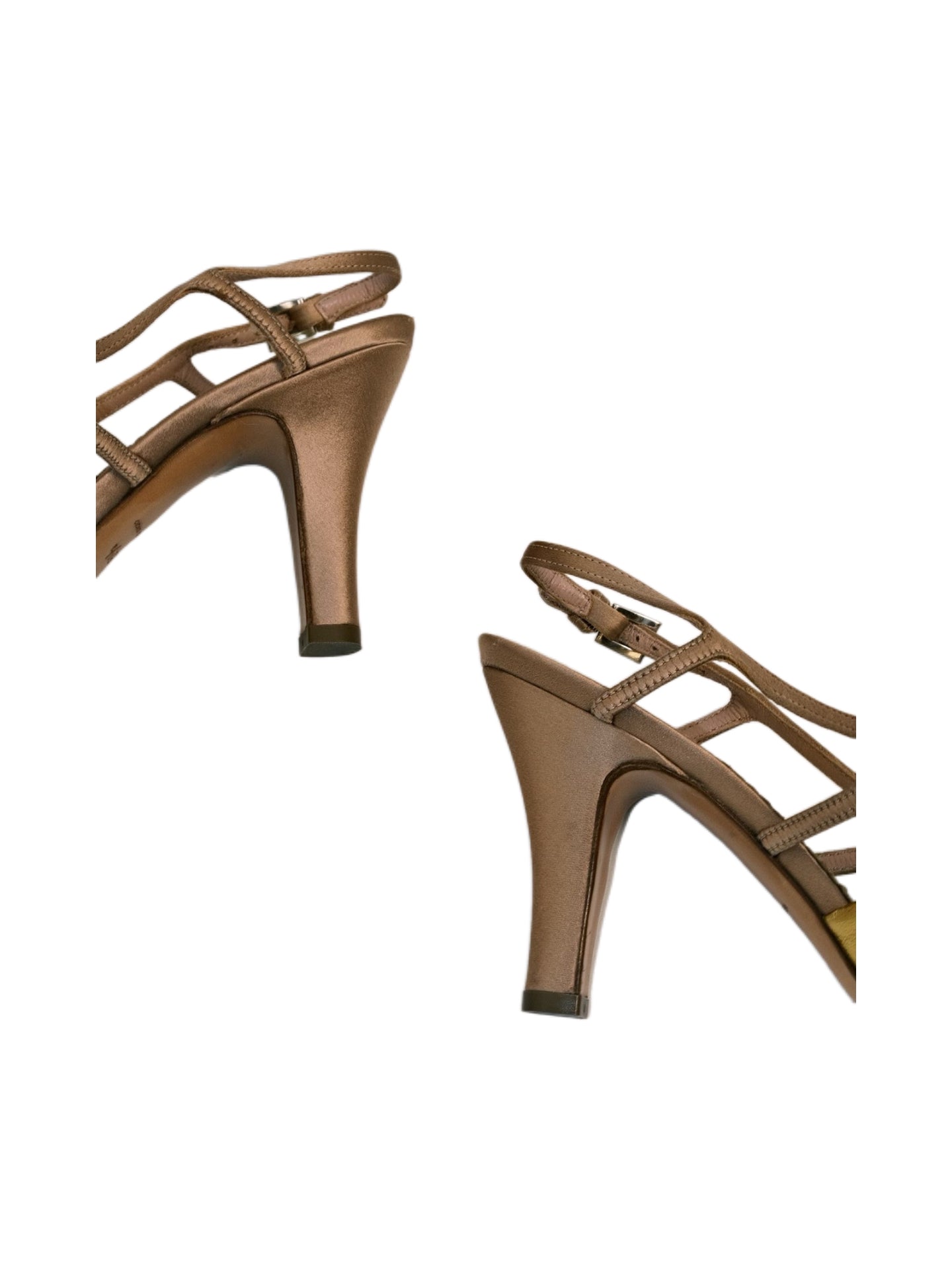 Prada Champagne Satin Leather Patchwork Square Toe Sandals Sculptural Heel Vintage Rare T-Bar Heels