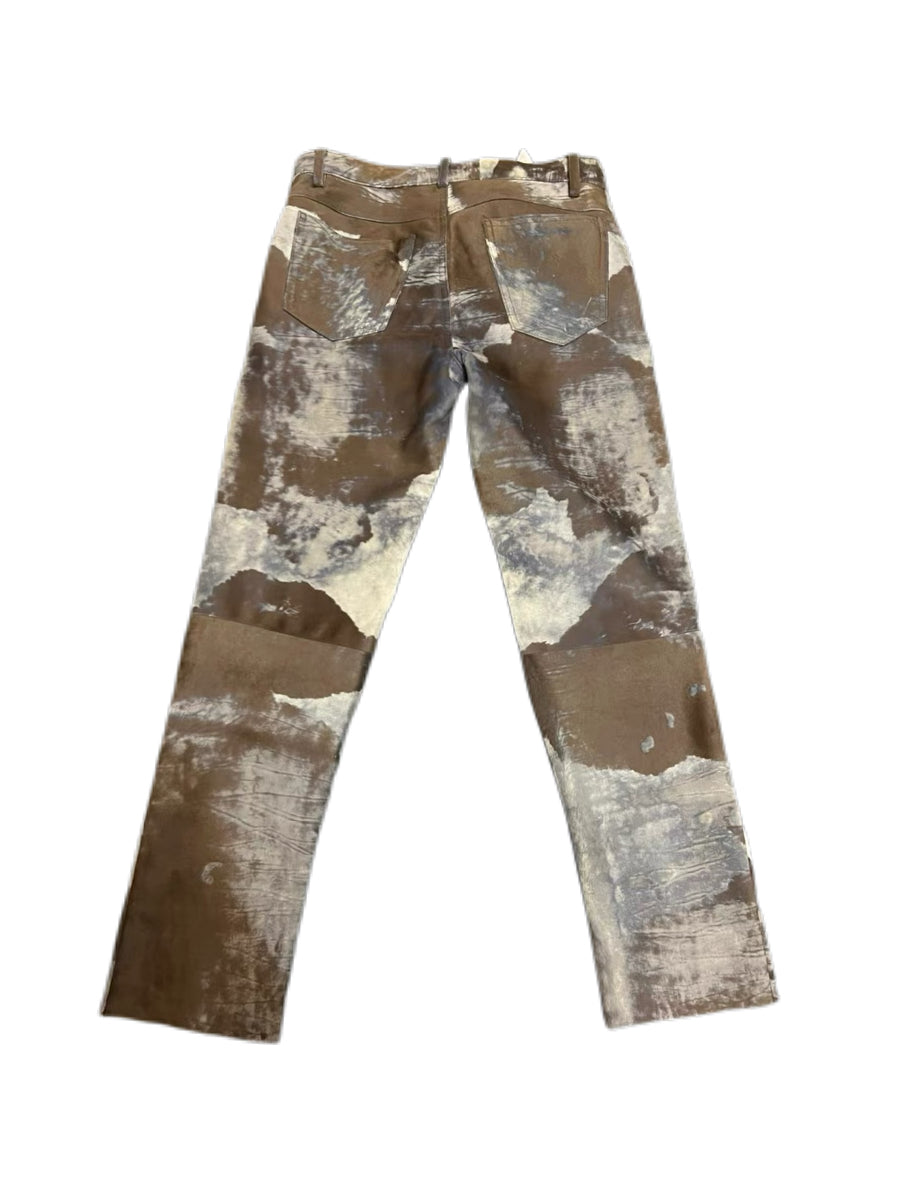 Just Cavalli Vintage Pony Hair Pants Brown Abstract Leather Trousers Rare Limited Edition Archive