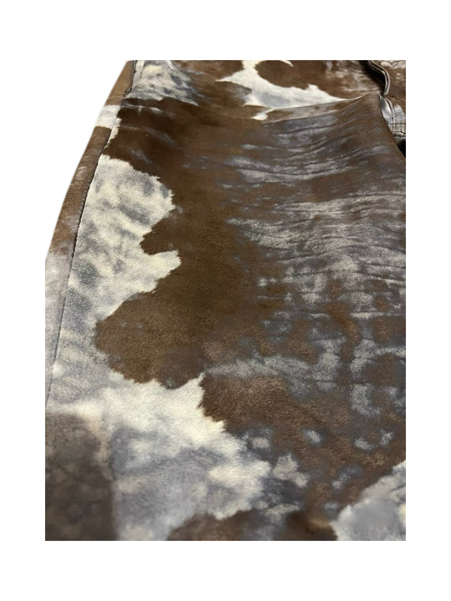 Just Cavalli Vintage Pony Hair Pants Brown Abstract Leather Trousers Rare Limited Edition Archive