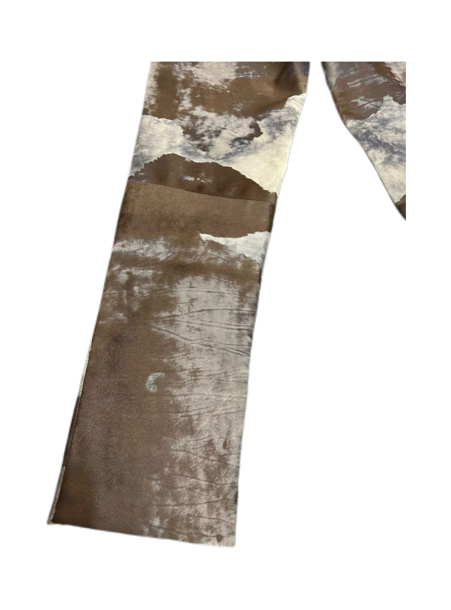 Just Cavalli Vintage Pony Hair Pants Brown Abstract Leather Trousers Rare Limited Edition Archive