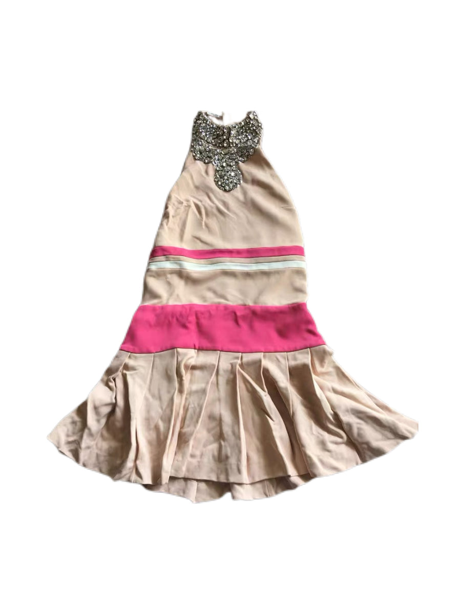 Miu Miu Runway Crystal Neck Halter Dress Pink Nude Mini Dress Rare Archive 38