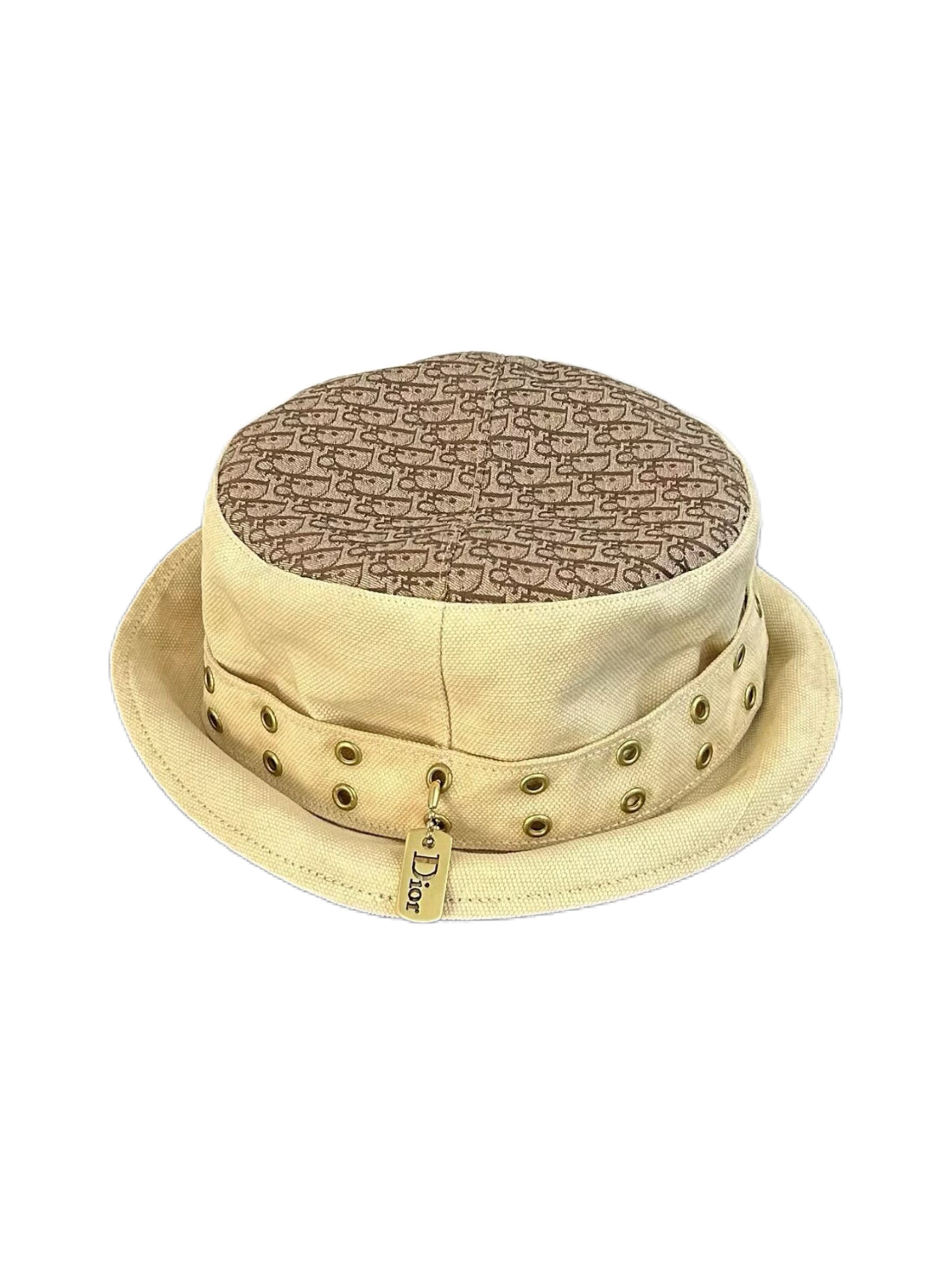 Christian Dior Galliano Oblique Bucket Hat Vintage Punk Canvas Fisherman Hat Rare Archive