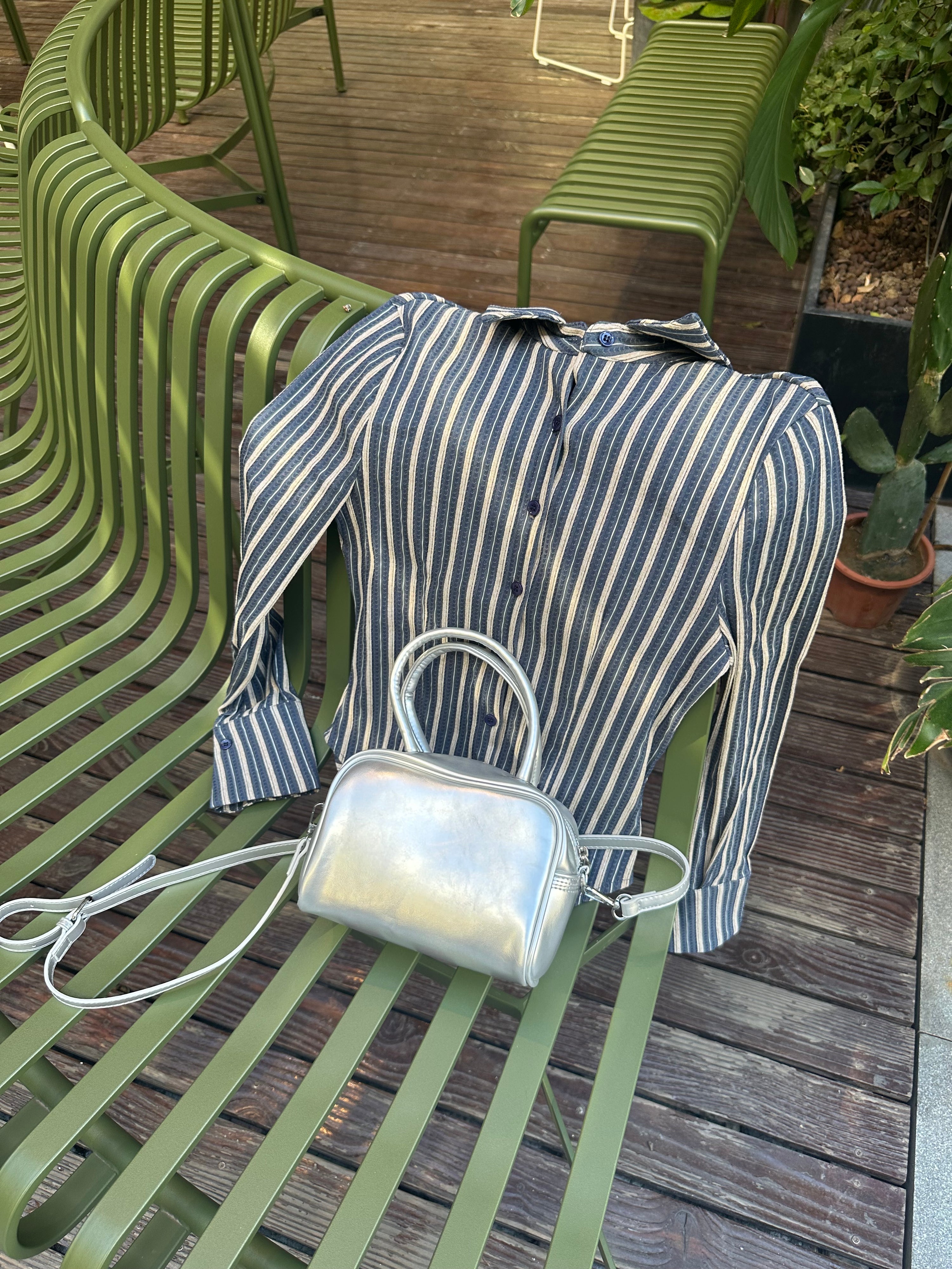Metallic Silver Box Mini Bag