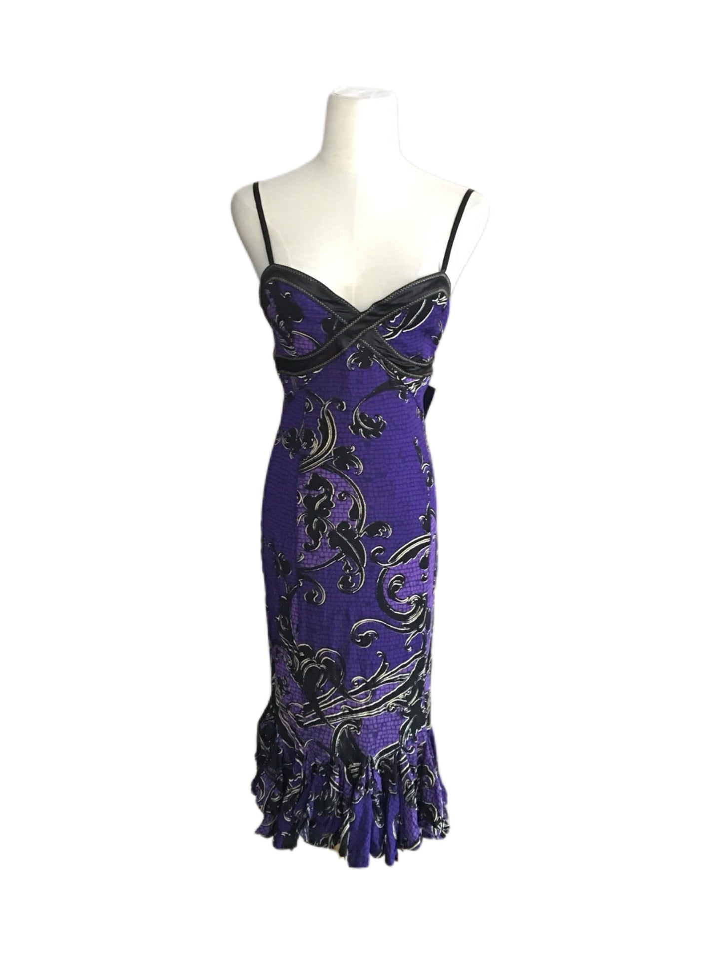 Just Cavalli Vintage Purple Printed Mermaid Dress Stretch Slip Dress Madonna Archive Rare