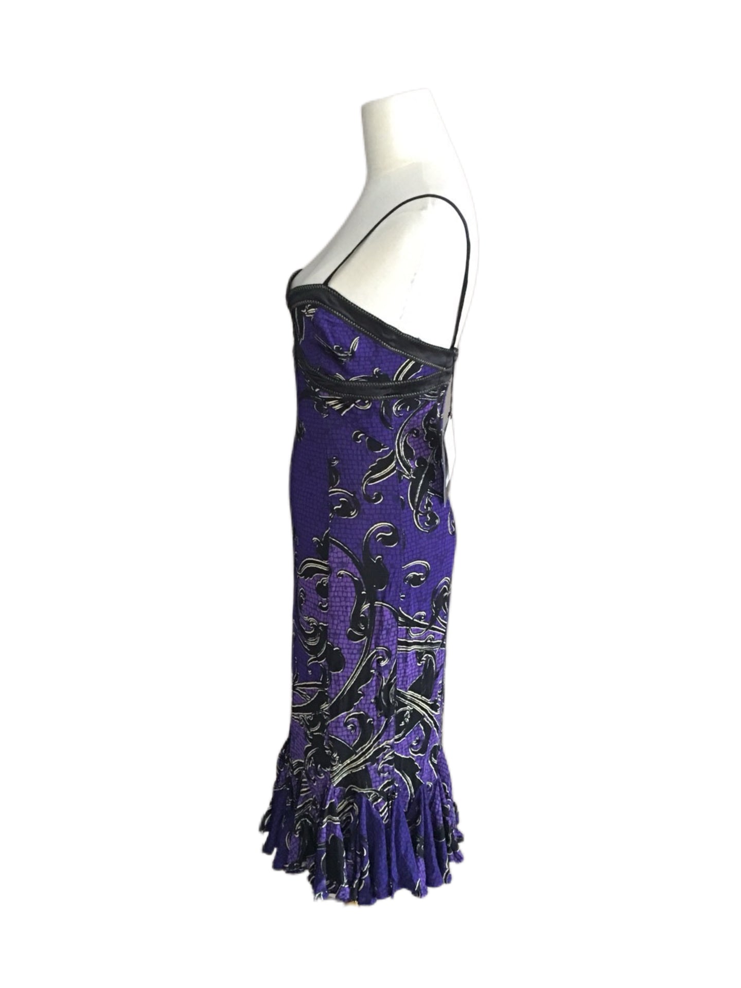 Just Cavalli Vintage Purple Printed Mermaid Dress Stretch Slip Dress Madonna Archive Rare