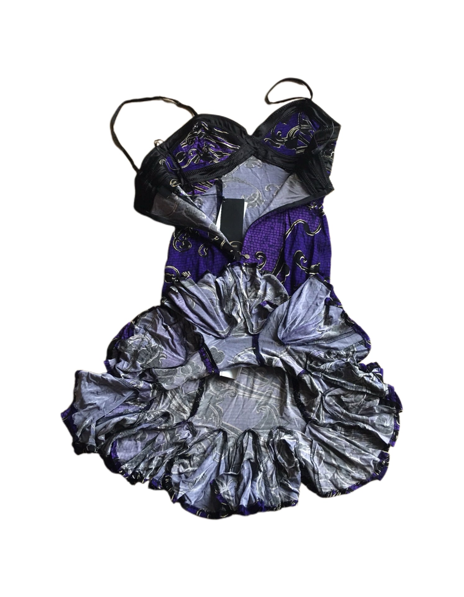 Just Cavalli Vintage Purple Printed Mermaid Dress Stretch Slip Dress Madonna Archive Rare