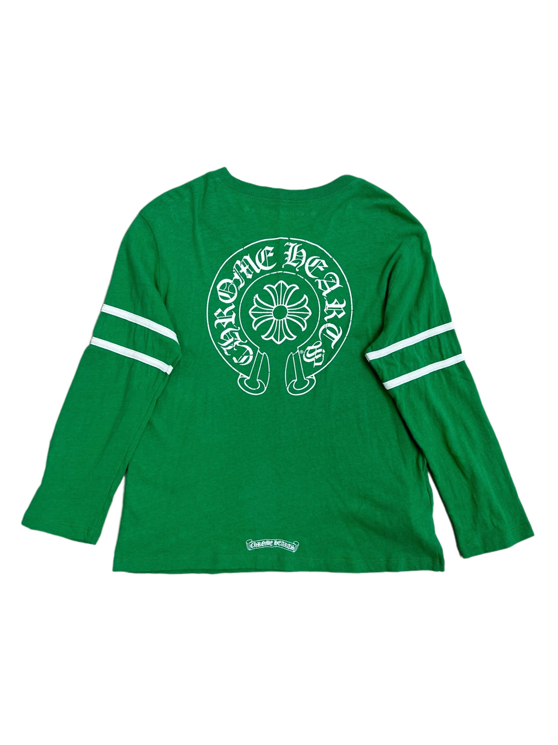 Chrome Hearts Green Long Sleeve Shirt 33 Graphic Jersey Tee Horseshoe Logo Rare Vintage