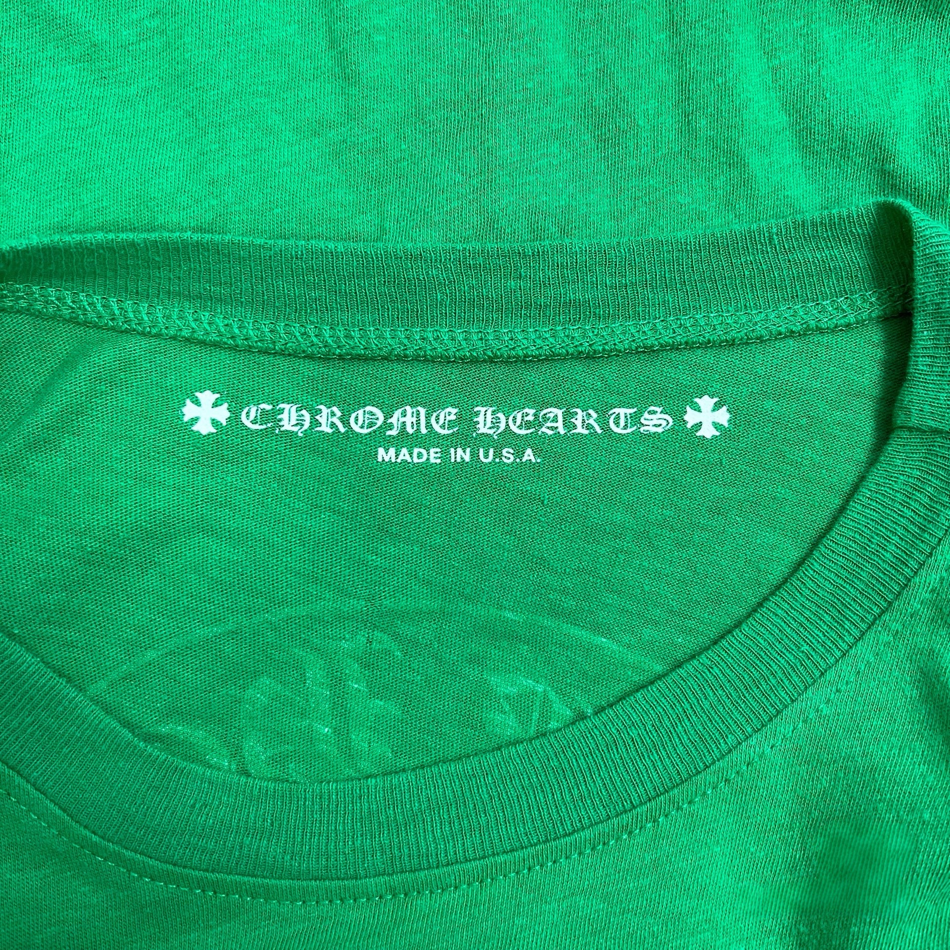 Chrome Hearts Green Long Sleeve Shirt 33 Graphic Jersey Tee Horseshoe Logo Rare Vintage