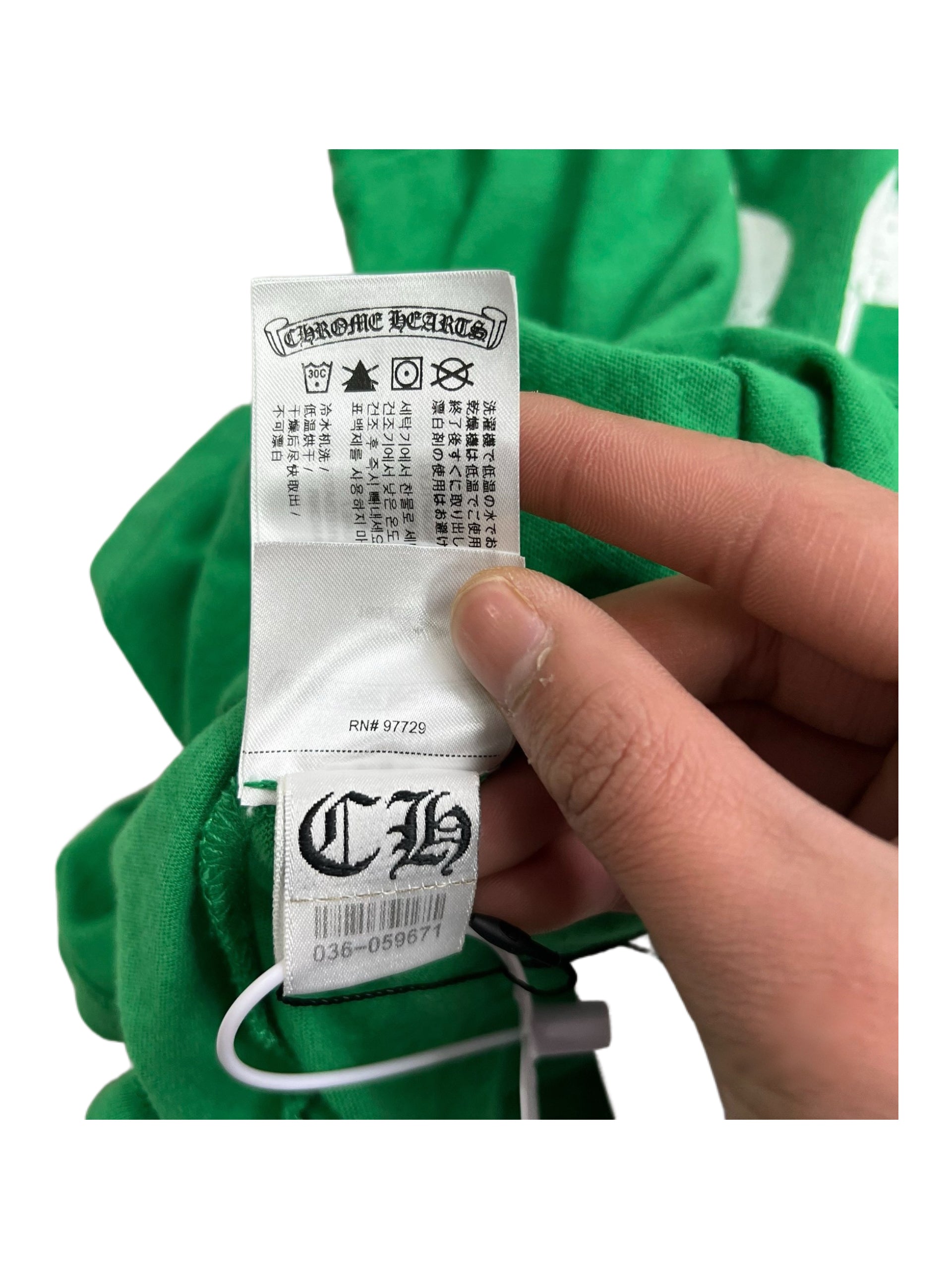 Chrome Hearts Green Long Sleeve Shirt 33 Graphic Jersey Tee Horseshoe Logo Rare Vintage