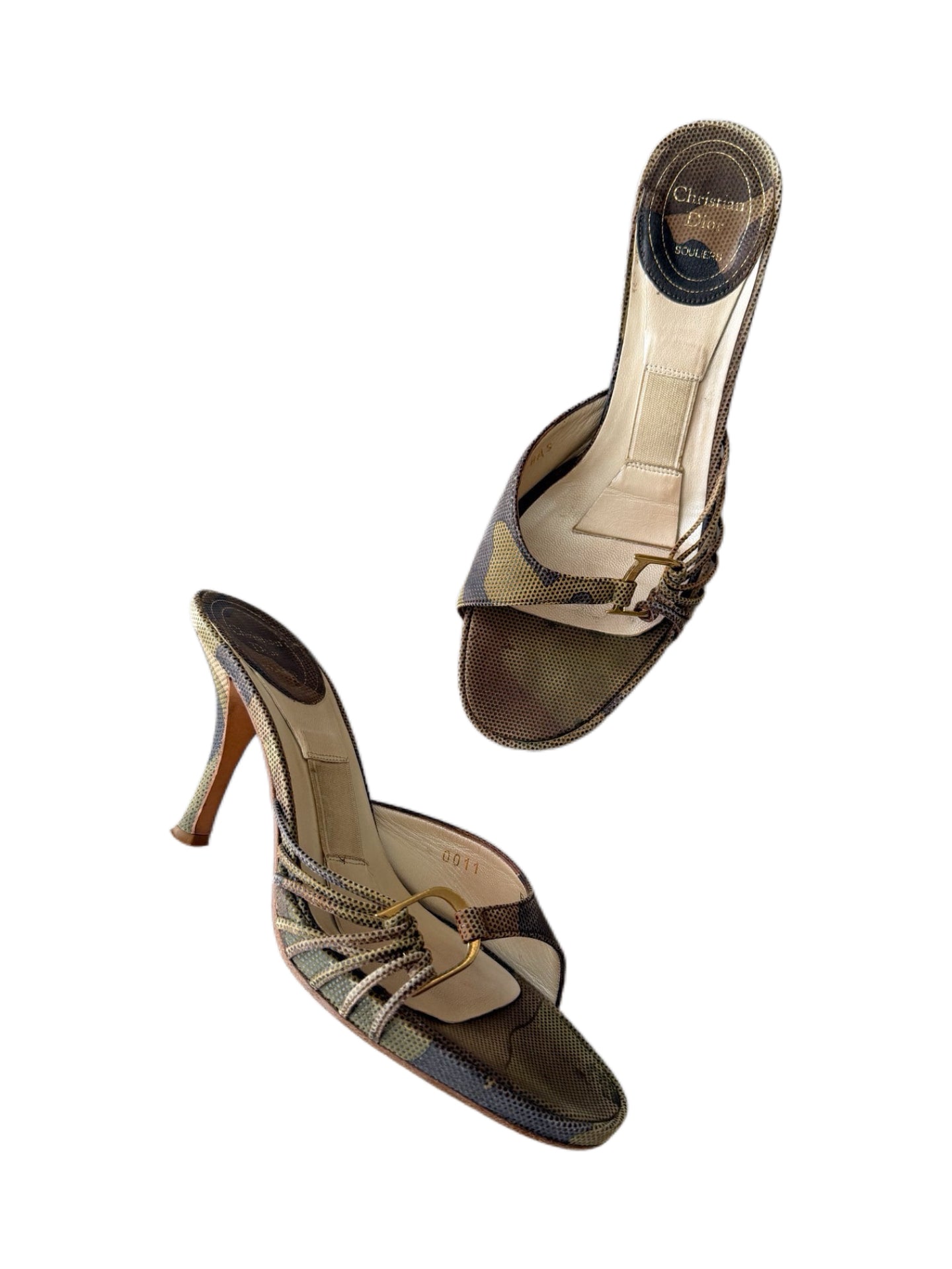Christian Dior by John Galliano S/S 2001 Camouflage Mesh Mule Heels – Runway Archive Sandals
