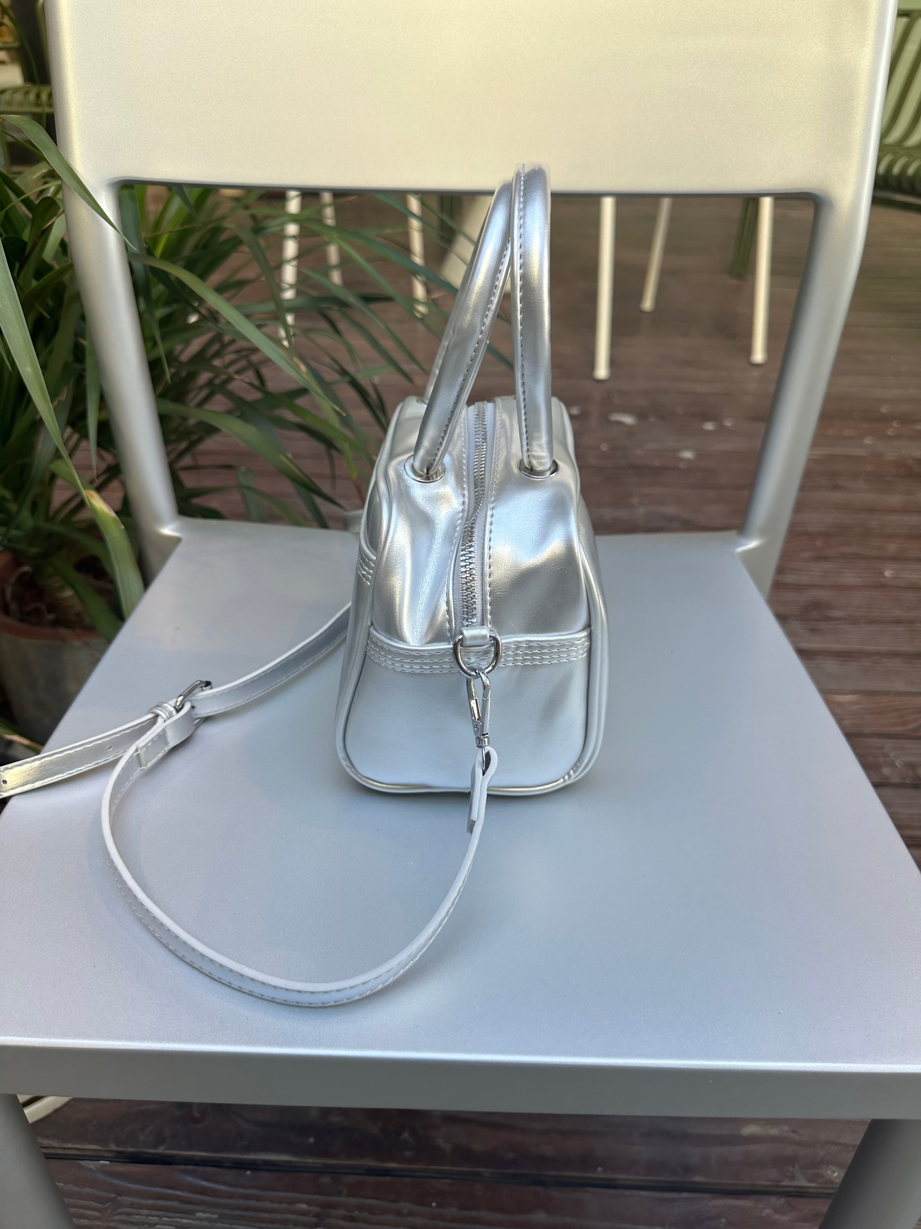 Metallic Silver Box Mini Bag