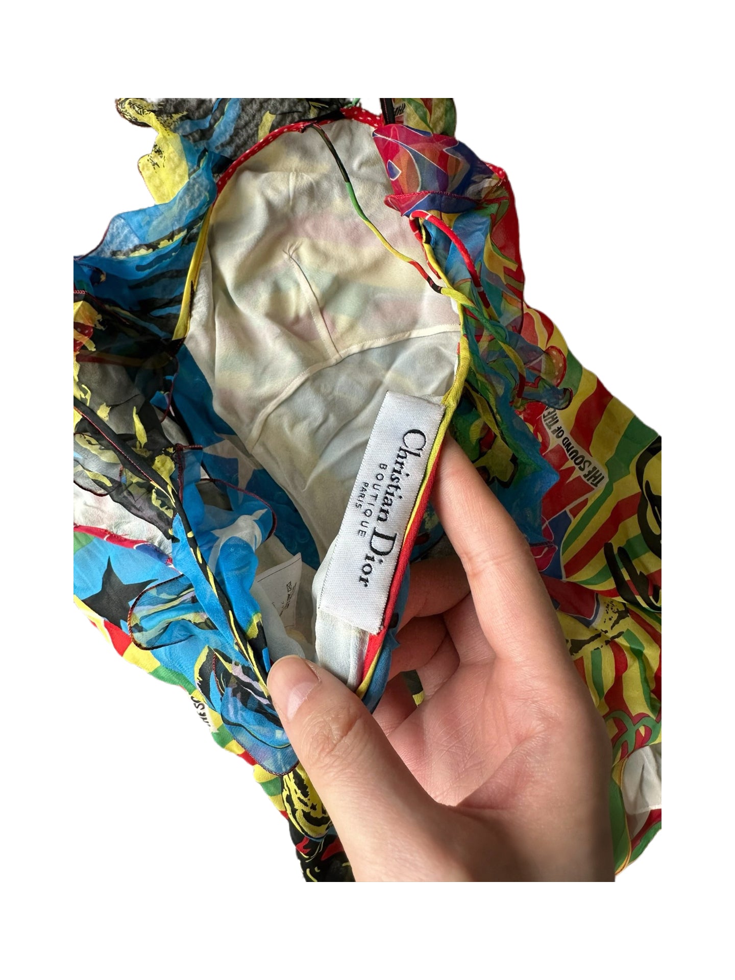 Christian Dior by John Galliano Jamaican Graphic Silk Ruffle Camisole – Multicolor Runway Archive Top