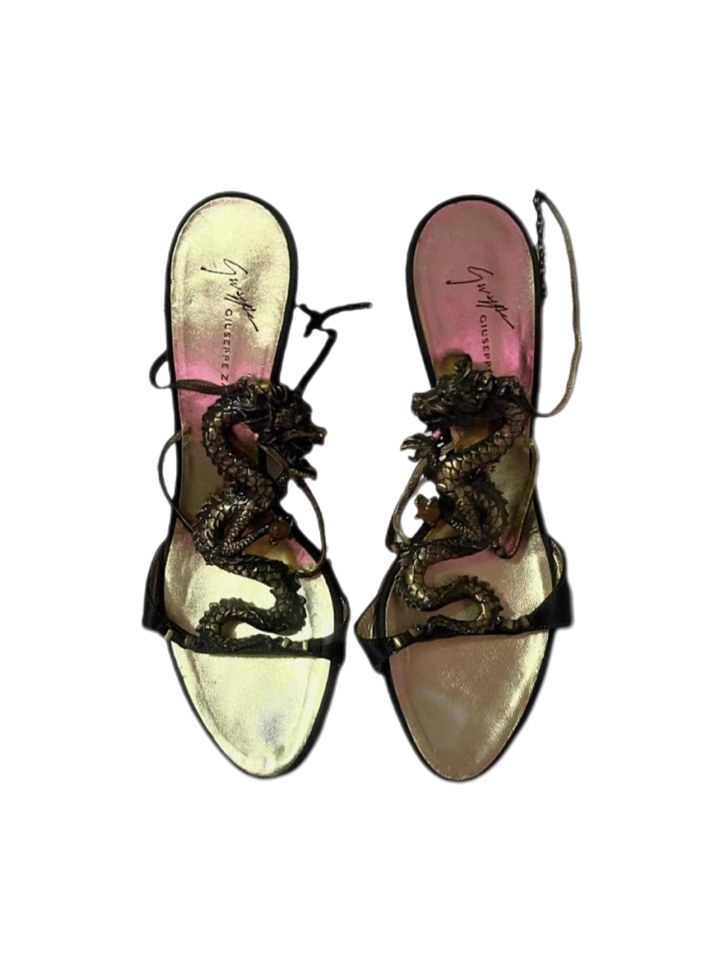 Giuseppe Zanotti Dragon Sculptural Heeled Sandals – Rare Fantasy Archive Statement Piece